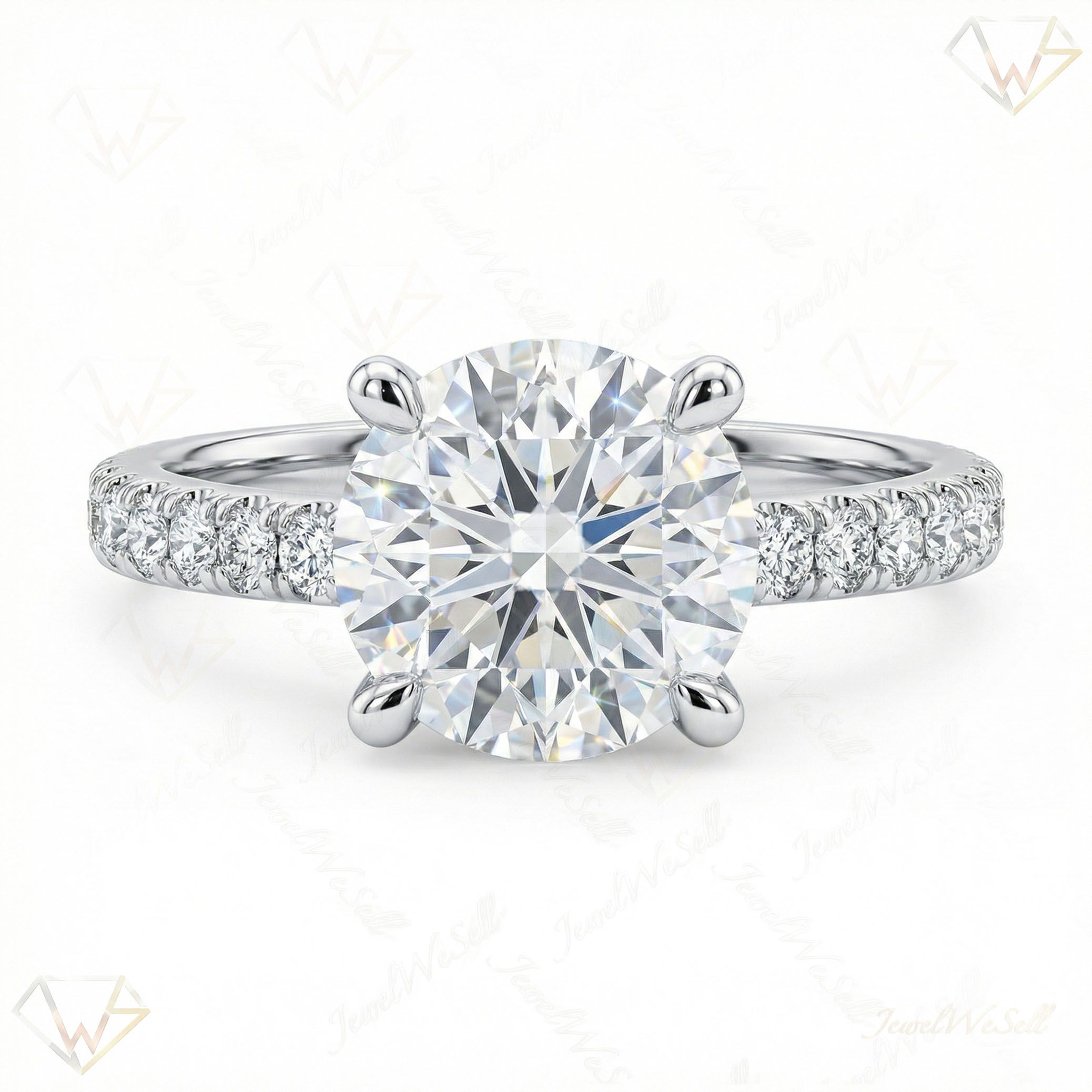 1.25 ct EF VS Lab Grown Diamond Solitaire with Accents Engagement Ring in 10k White Gold _ Sz0500 103111