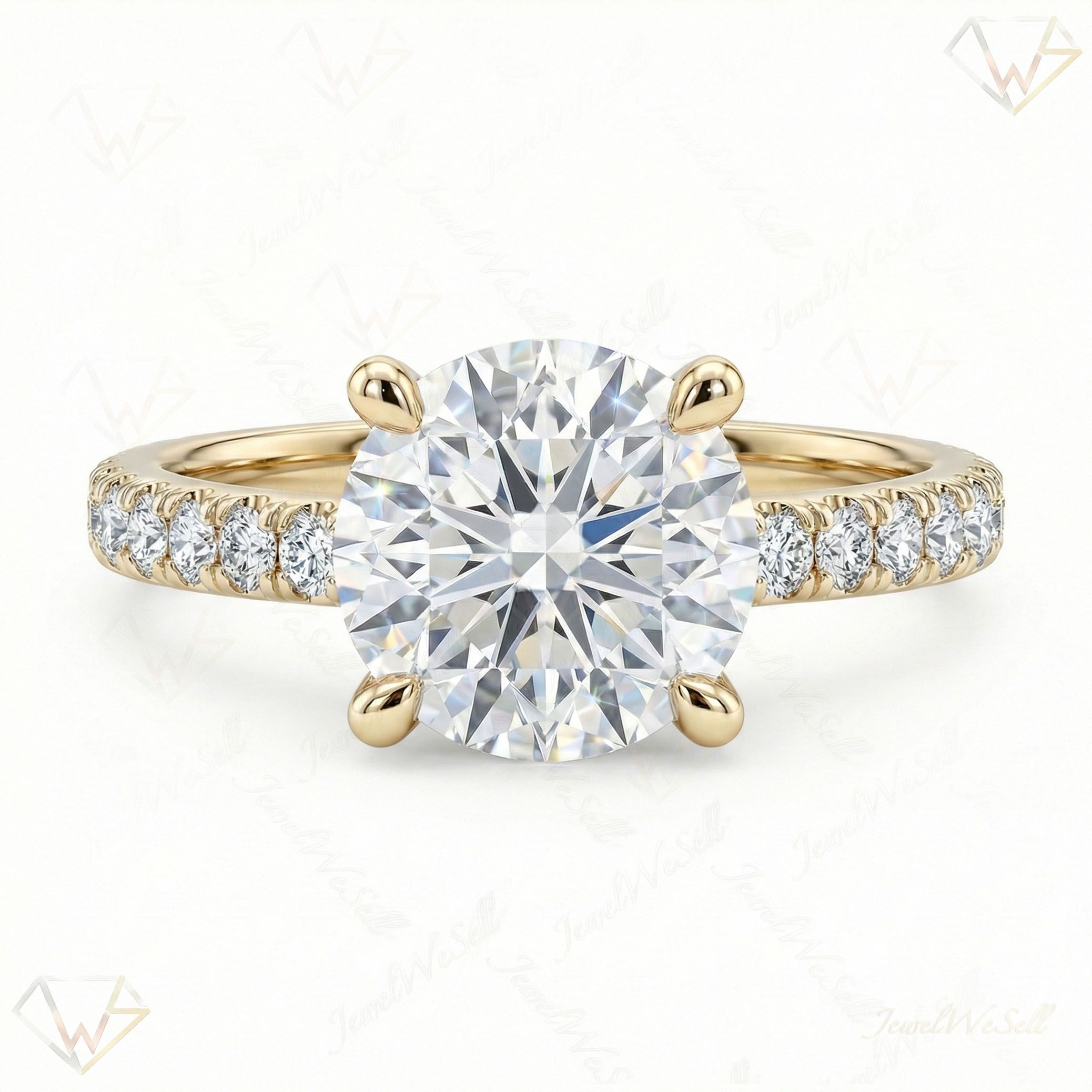1.25 ct EF VS Lab Grown Diamond Solitaire with Accents Engagement Ring in 14k Yellow Gold _ Sz0775 103111