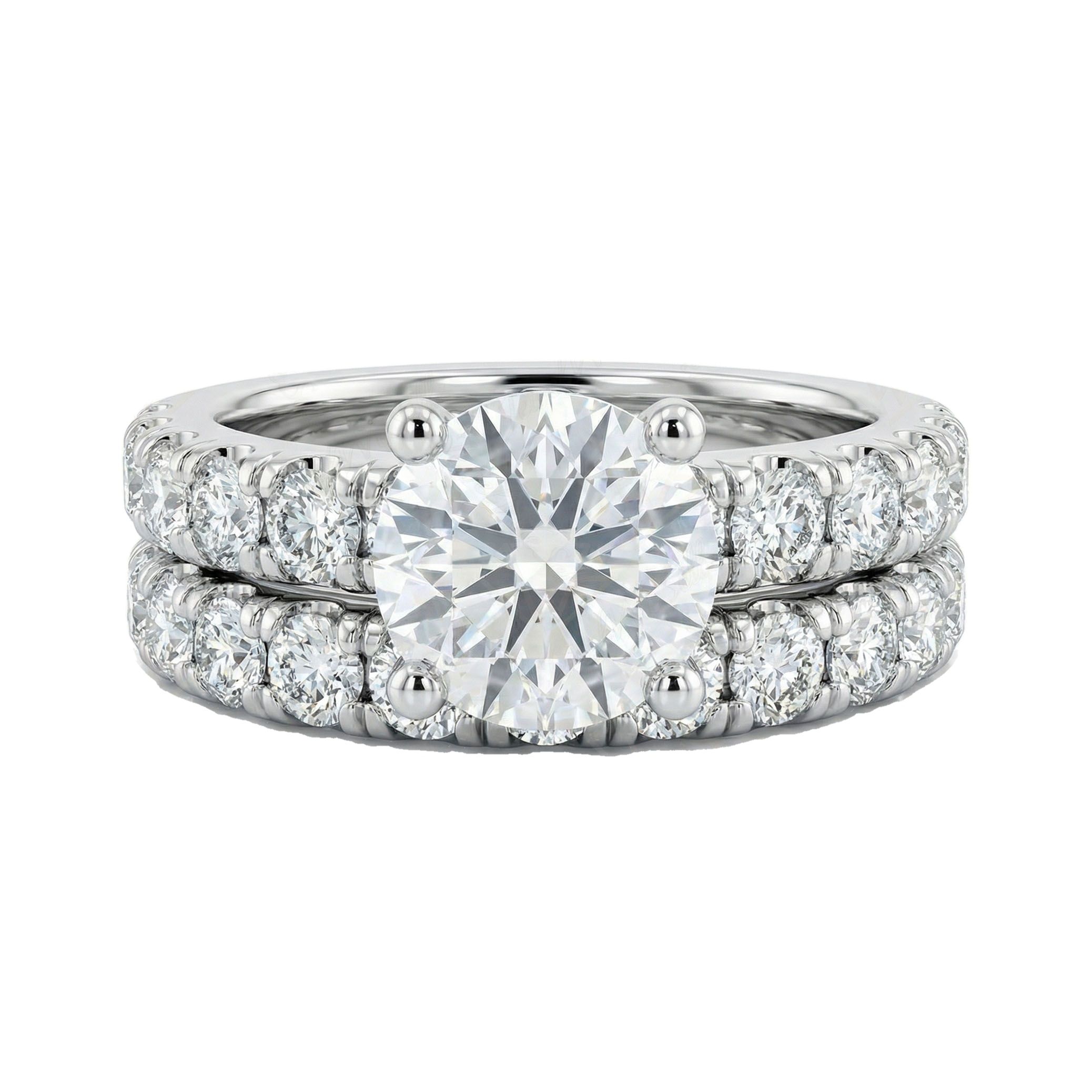 4.40 ct EF VS Moissanite Solitaire with Accents Engagement Set in 925 Sterling SIlver _ Sz0450 103115