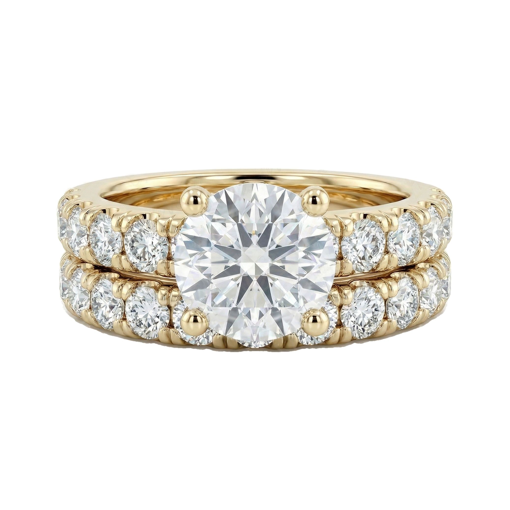 4.40 ct EF VS Lab Grown Diamond Solitaire with Accents Engagement Set in 10k Yellow Gold _ Sz0475 103115
