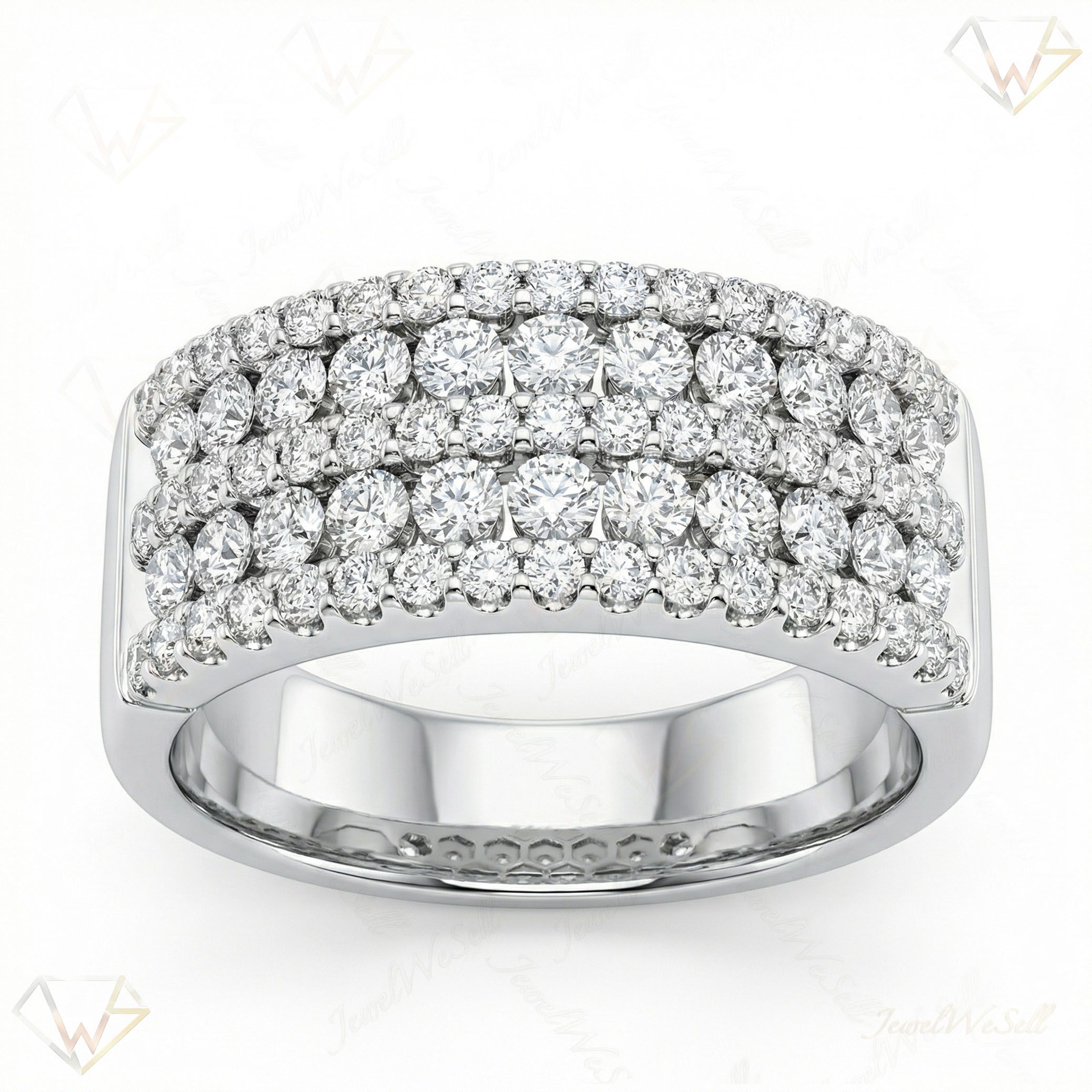 1.25 ct EF VS Moissanite Multi Row Wedding Band in 925 Sterling SIlver _ Sz0525 103127