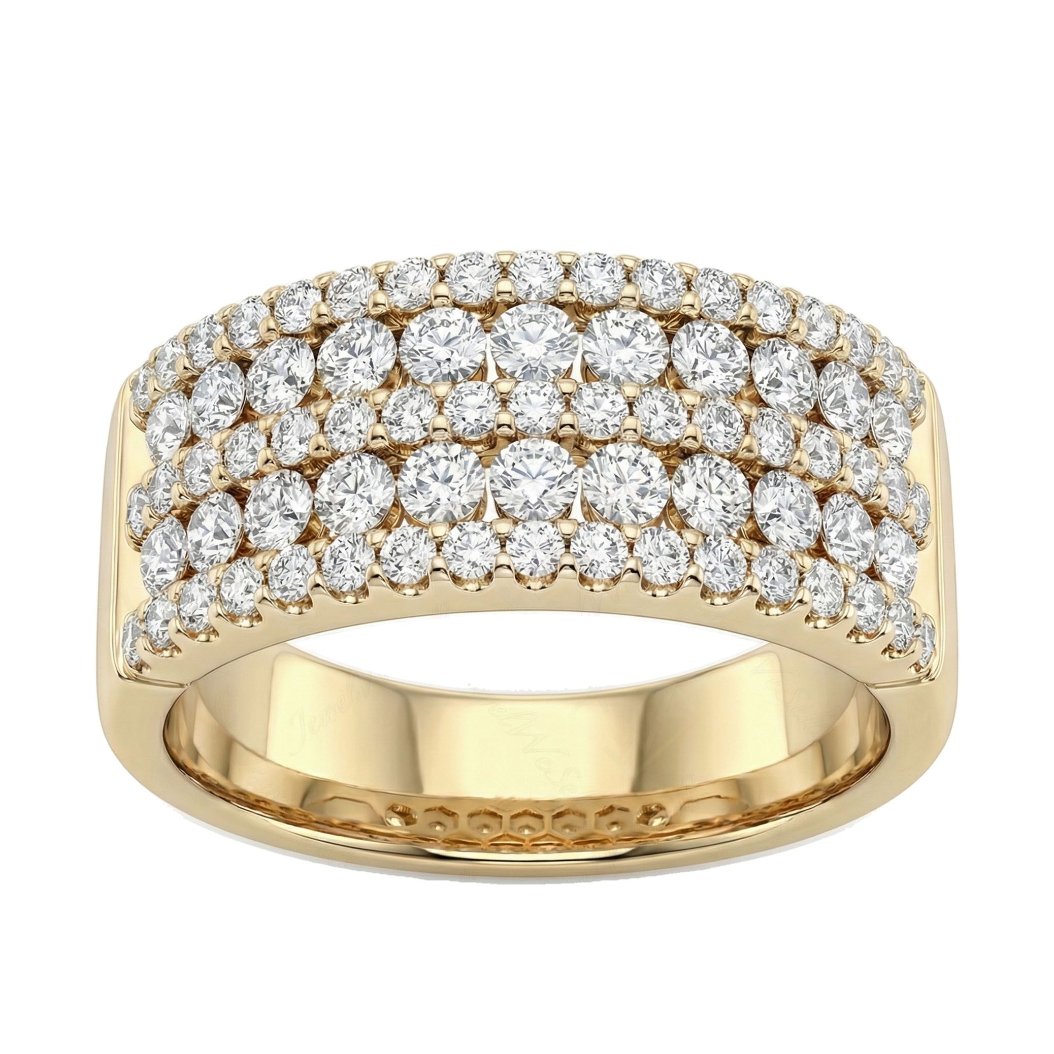 1.25 ct EF VS Lab Grown Diamond Multi Row Wedding Band in 10k Yellow Gold _ Sz0775 103127