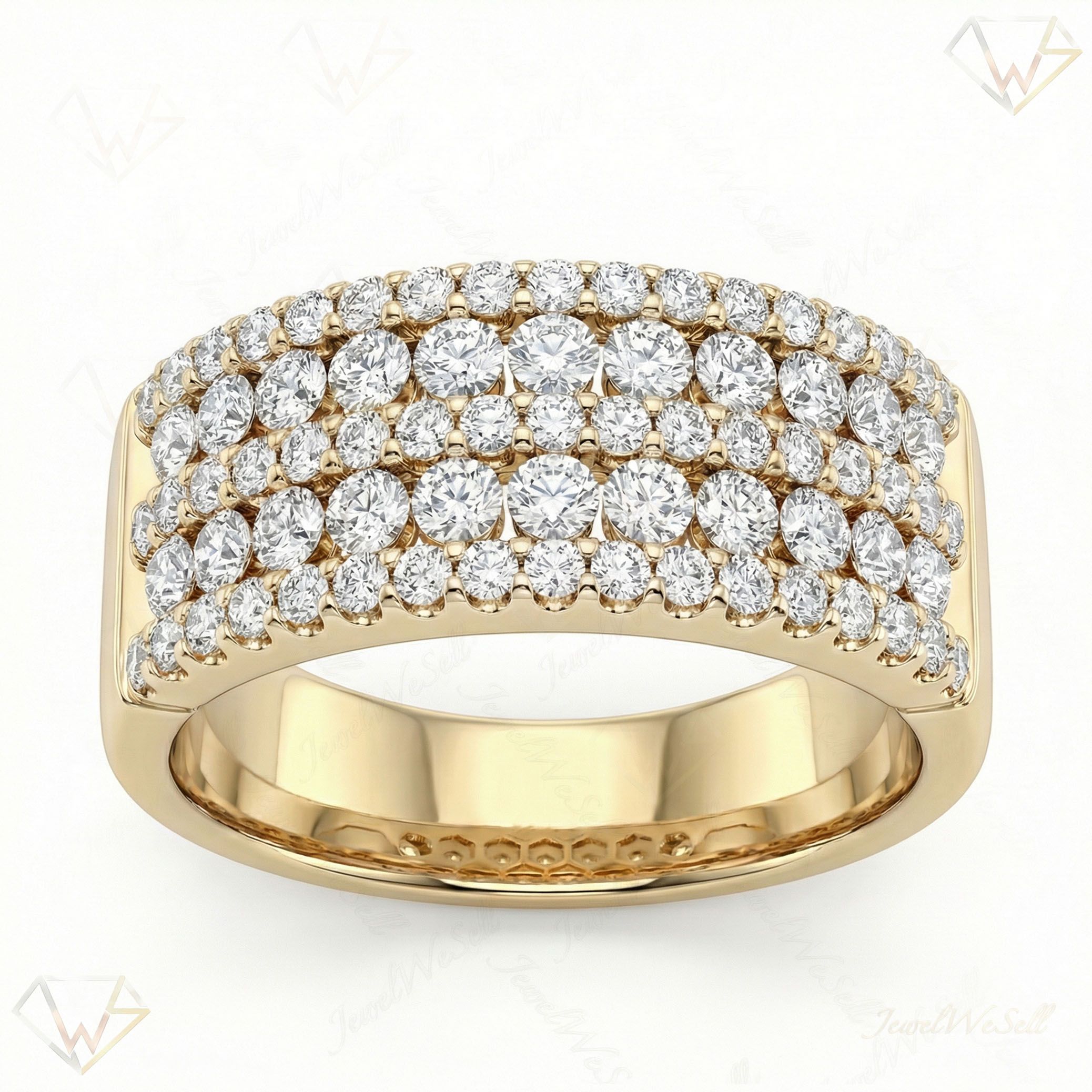 1.25 ct EF VS Lab Grown Diamond Multi Row Wedding Band in 10k Yellow Gold _ Sz0625 103127