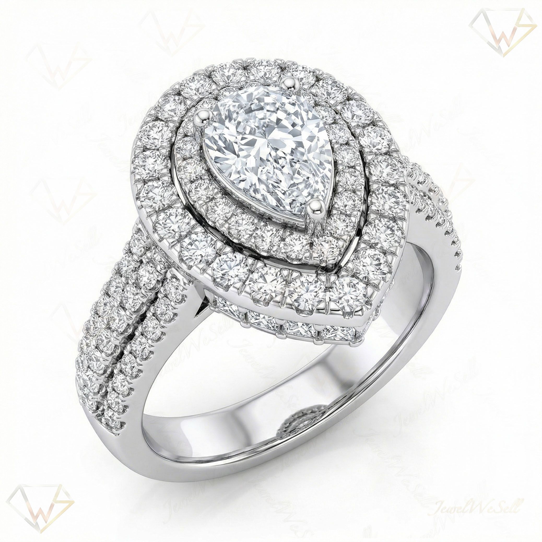 2.40 ct EF VS Lab Grown Diamond Halo Engagement Ring in 10k White Gold _ Sz0400 103139