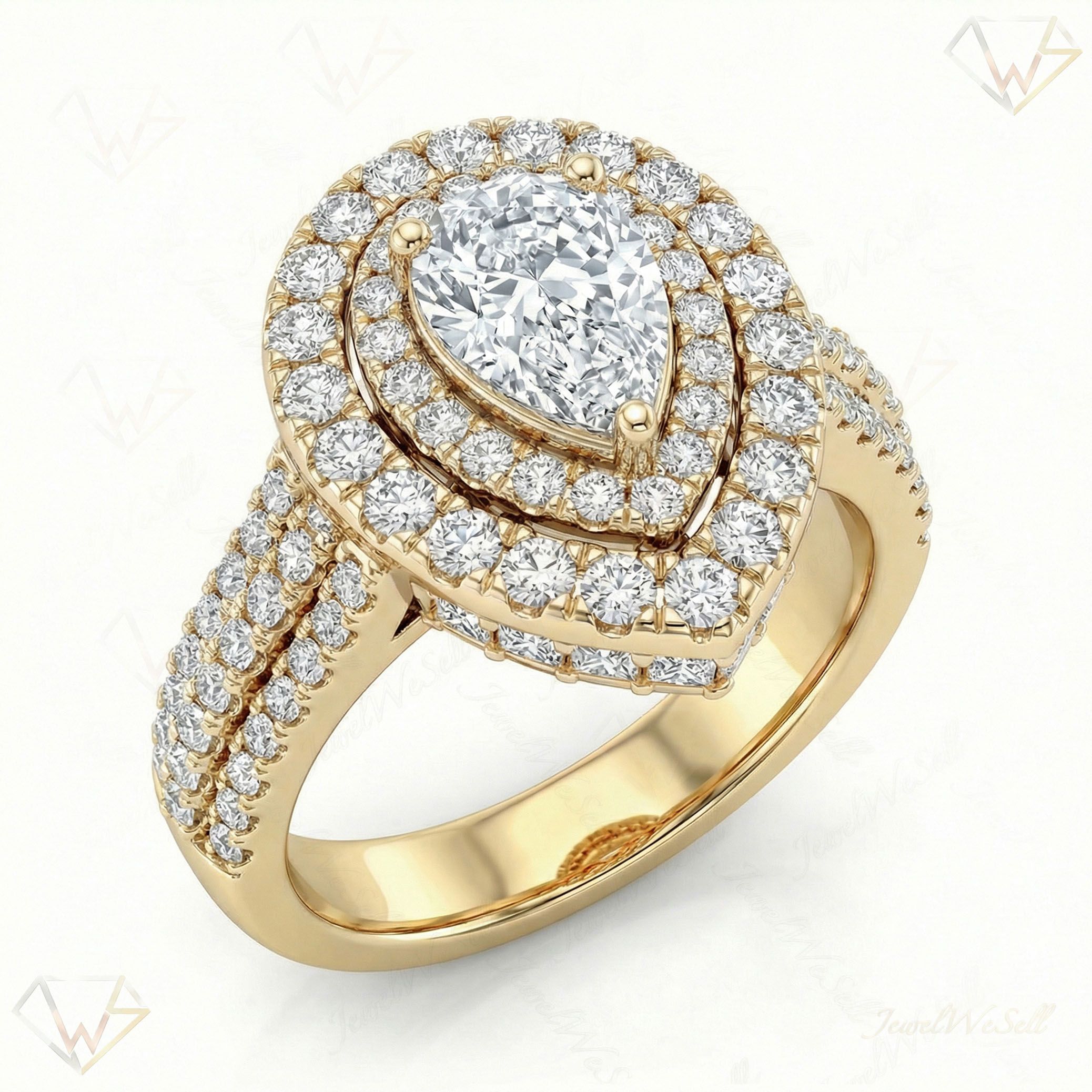 2.40 ct EF VS Lab Grown Diamond Halo Engagement Ring in 10k Yellow Gold _ Sz0600 103139