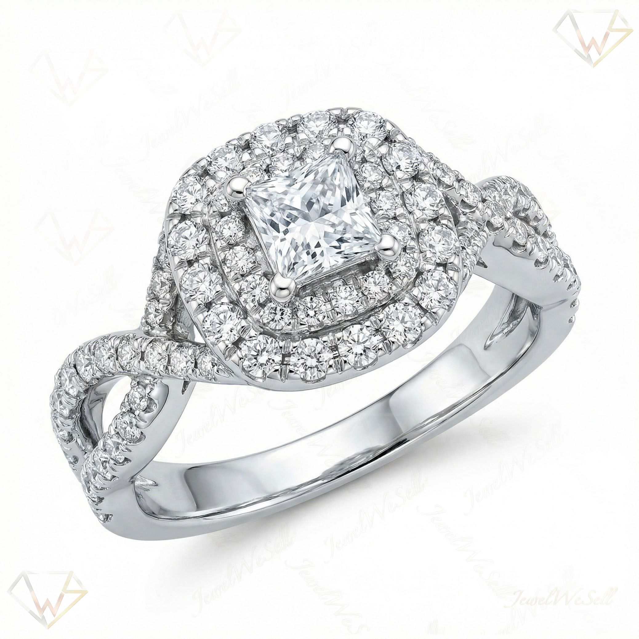 1.00 ct EF VS Lab Grown Diamond Halo Engagement Ring in 14k White Gold _ Sz0675 103143