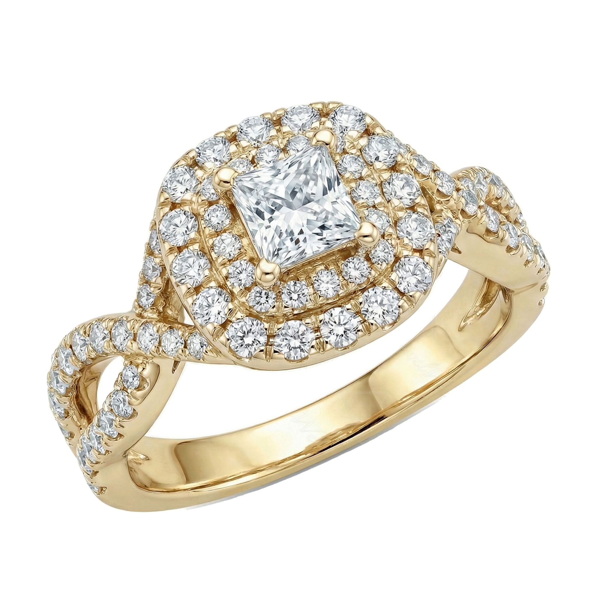 1.00 ct EF VS Lab Grown Diamond Halo Engagement Ring in 14k Yellow Gold _ Sz0575 103143