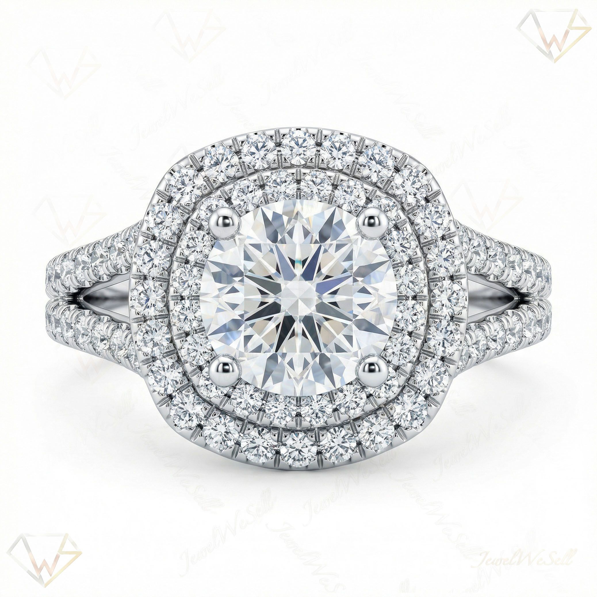 4.60 ct EF VS Lab Grown Diamond Halo Engagement Ring in 14k White Gold _ Sz0550 103145