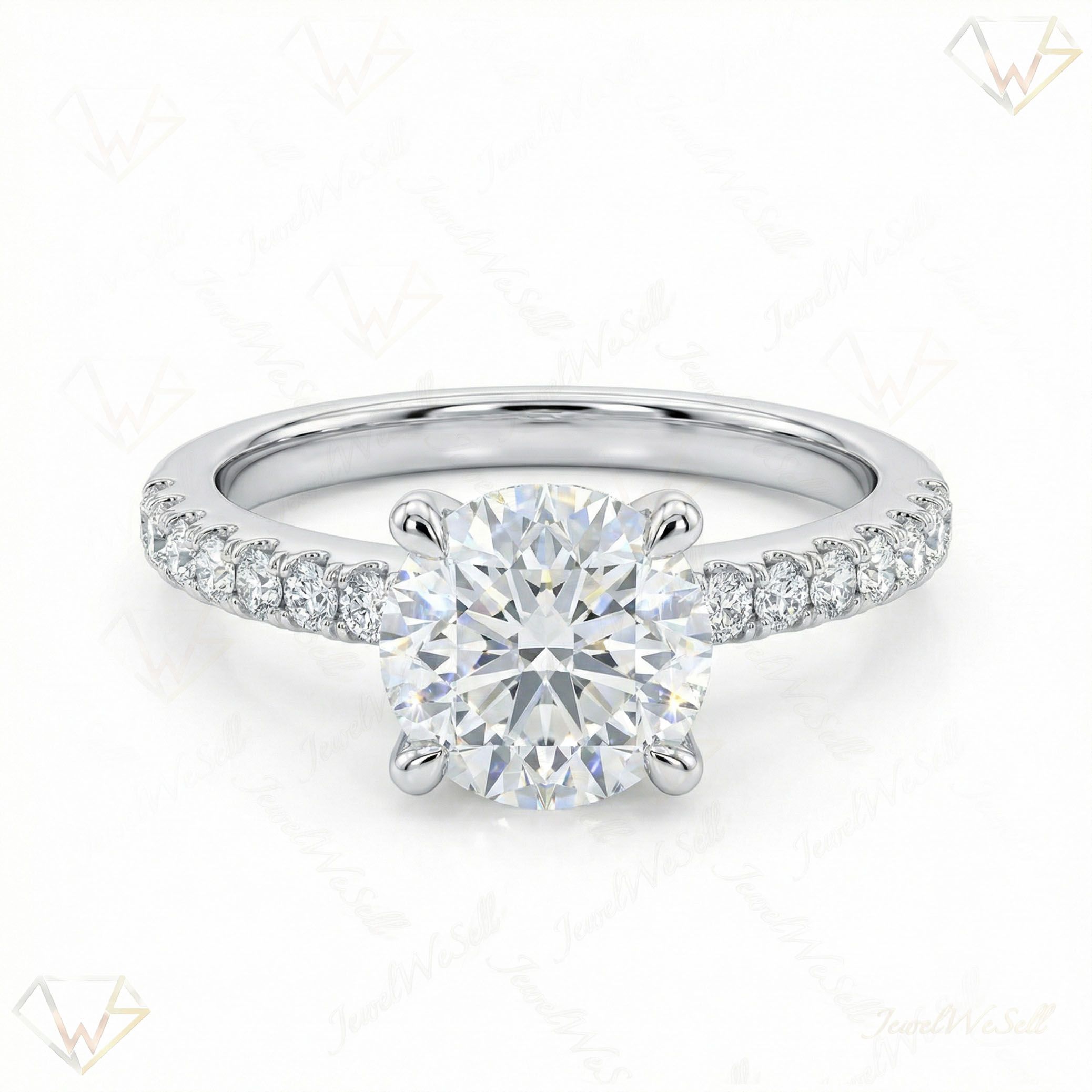 1.33 ct EF VS Lab Grown Diamond Solitaire with Accents Engagement Ring in 10k White Gold _ Sz0500 103149