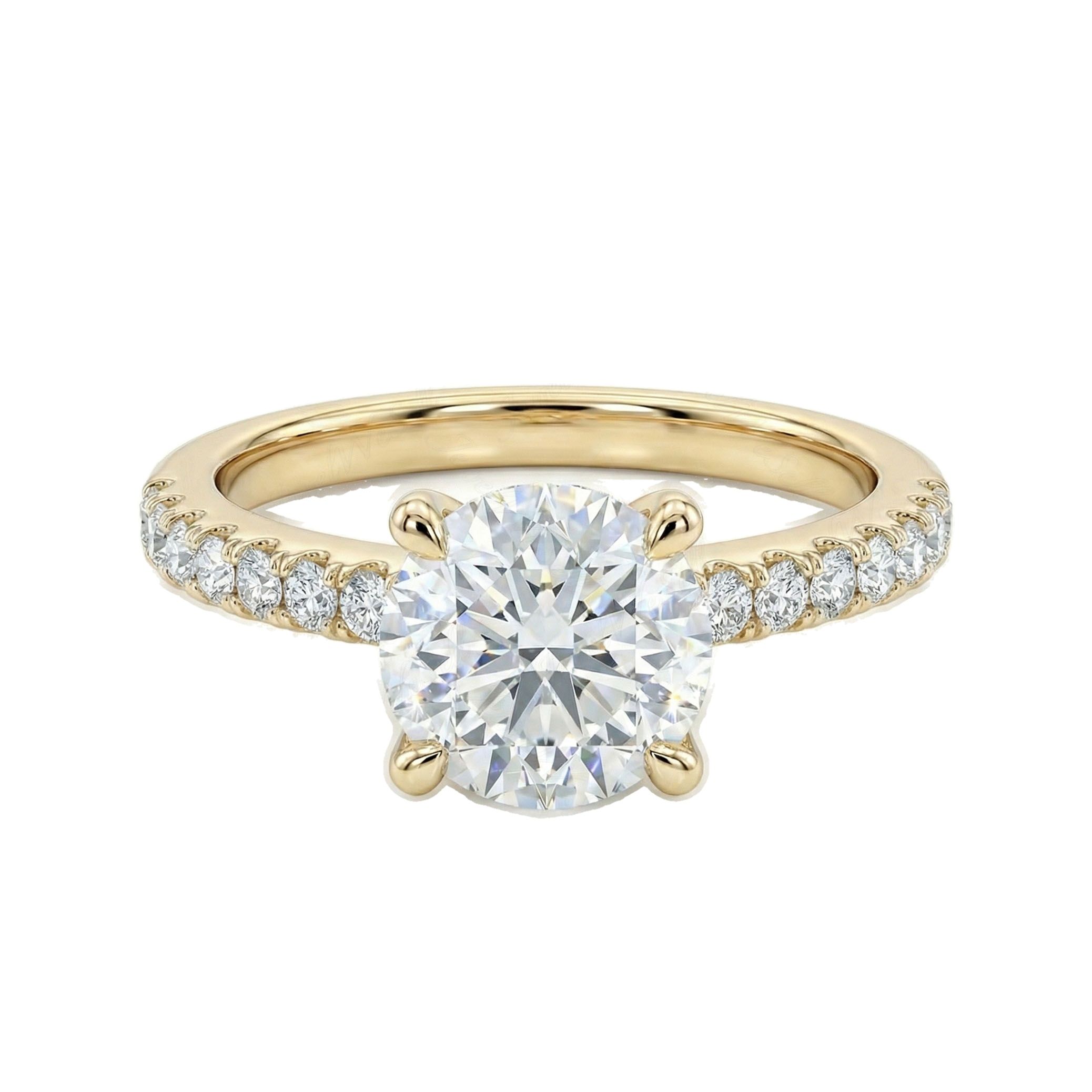 1.33 ct EF VS Lab Grown Diamond Solitaire with Accents Engagement Ring in 14k Yellow Gold _ Sz0775 103149