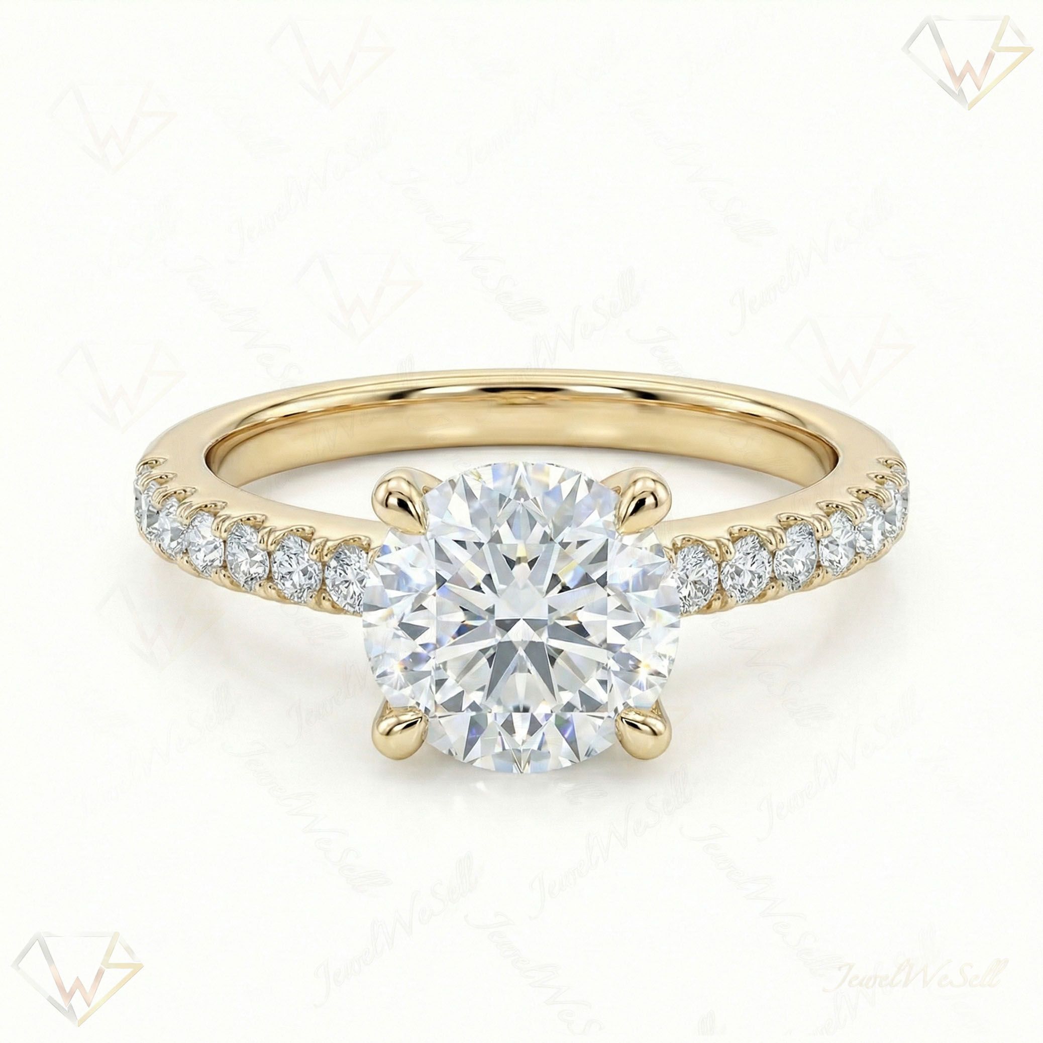1.33 ct EF VS Lab Grown Diamond Solitaire with Accents Engagement Ring in 10k Yellow Gold _ Sz0600 103149