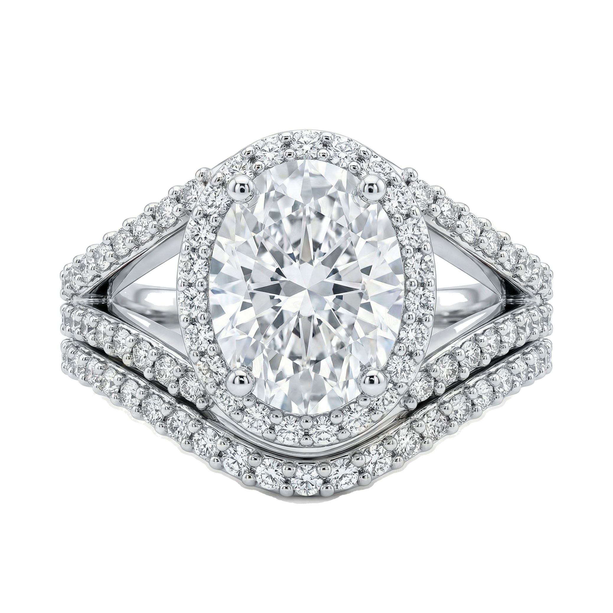 2.40 ct EF VS Lab Grown Diamond Halo Engagement Set in 10k White Gold _ Sz0475 103154