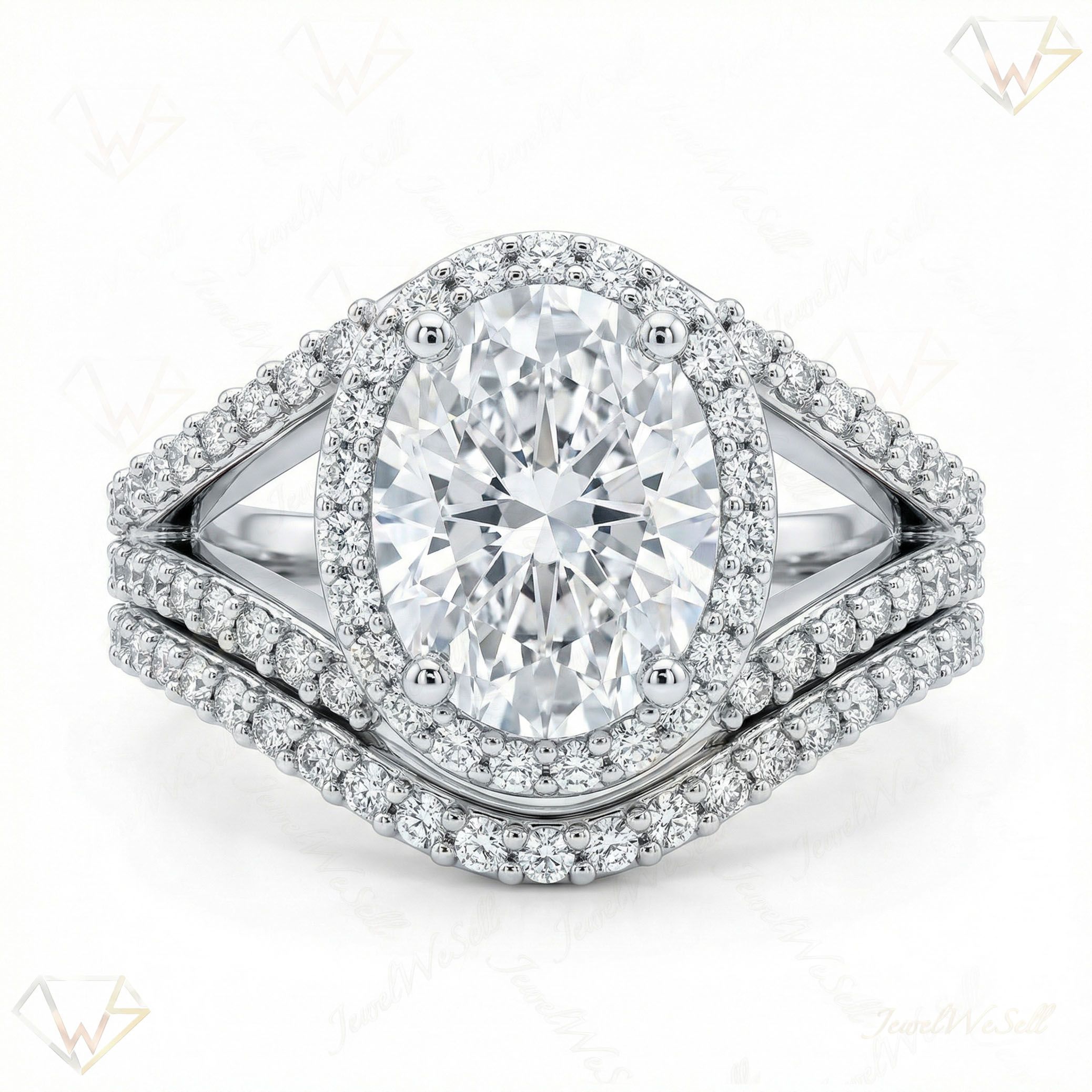 2.40 ct EF VS Lab Grown Diamond Halo Engagement Set in 10k White Gold _ Sz0700 103154