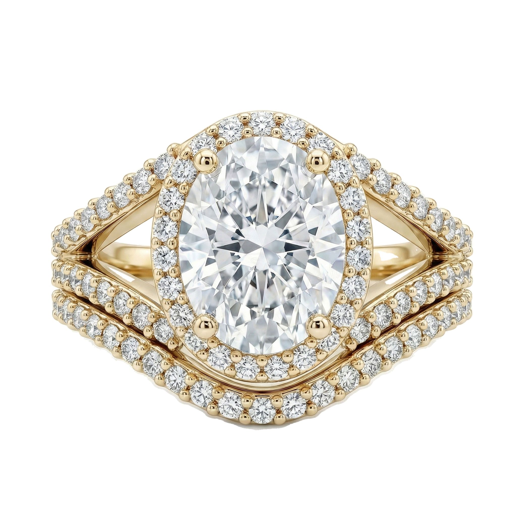 2.40 ct EF VS Lab Grown Diamond Halo Engagement Set in 14k Yellow Gold _ Sz0525 103154