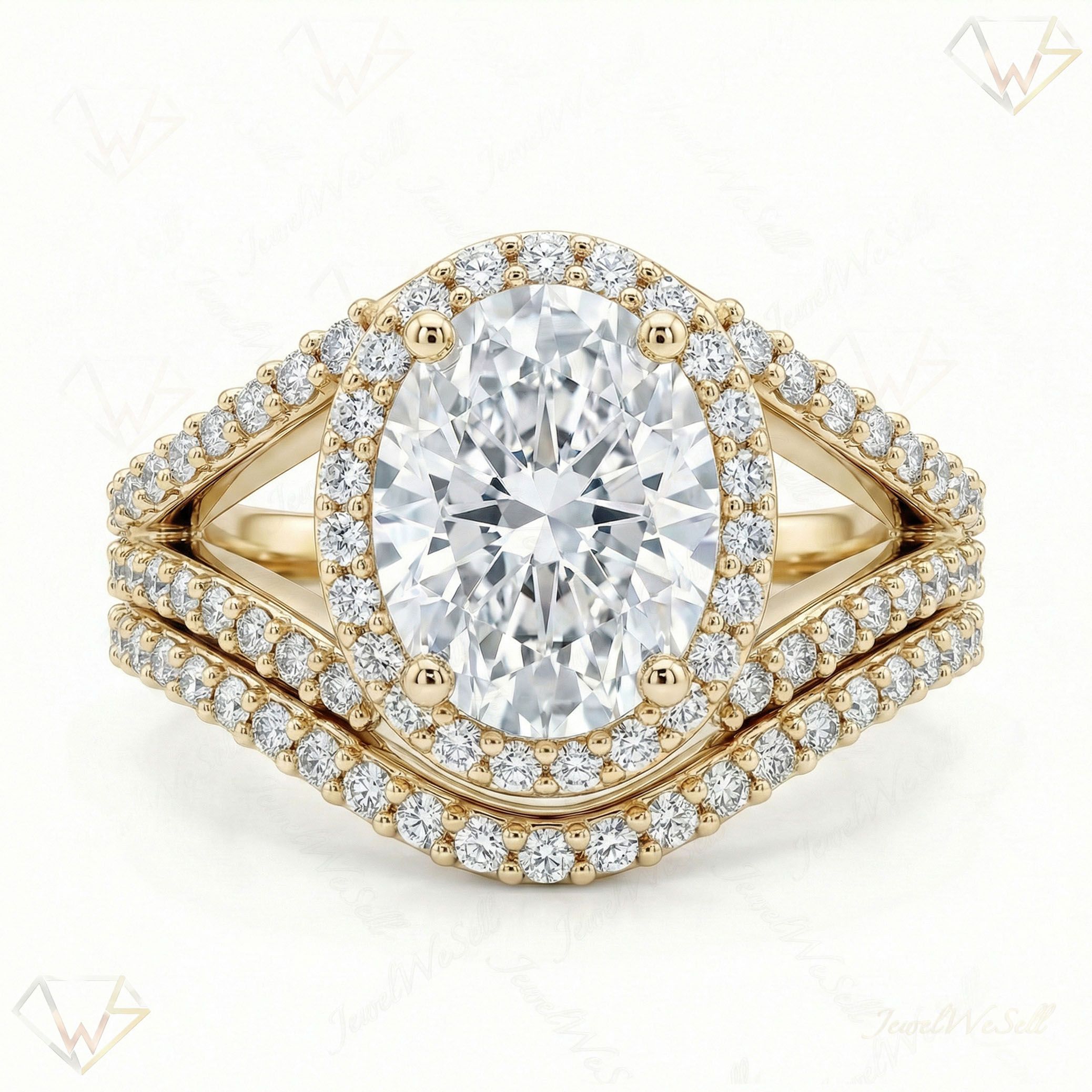 2.40 ct EF VS Lab Grown Diamond Halo Engagement Set in 14k Yellow Gold _ Sz0450 103154