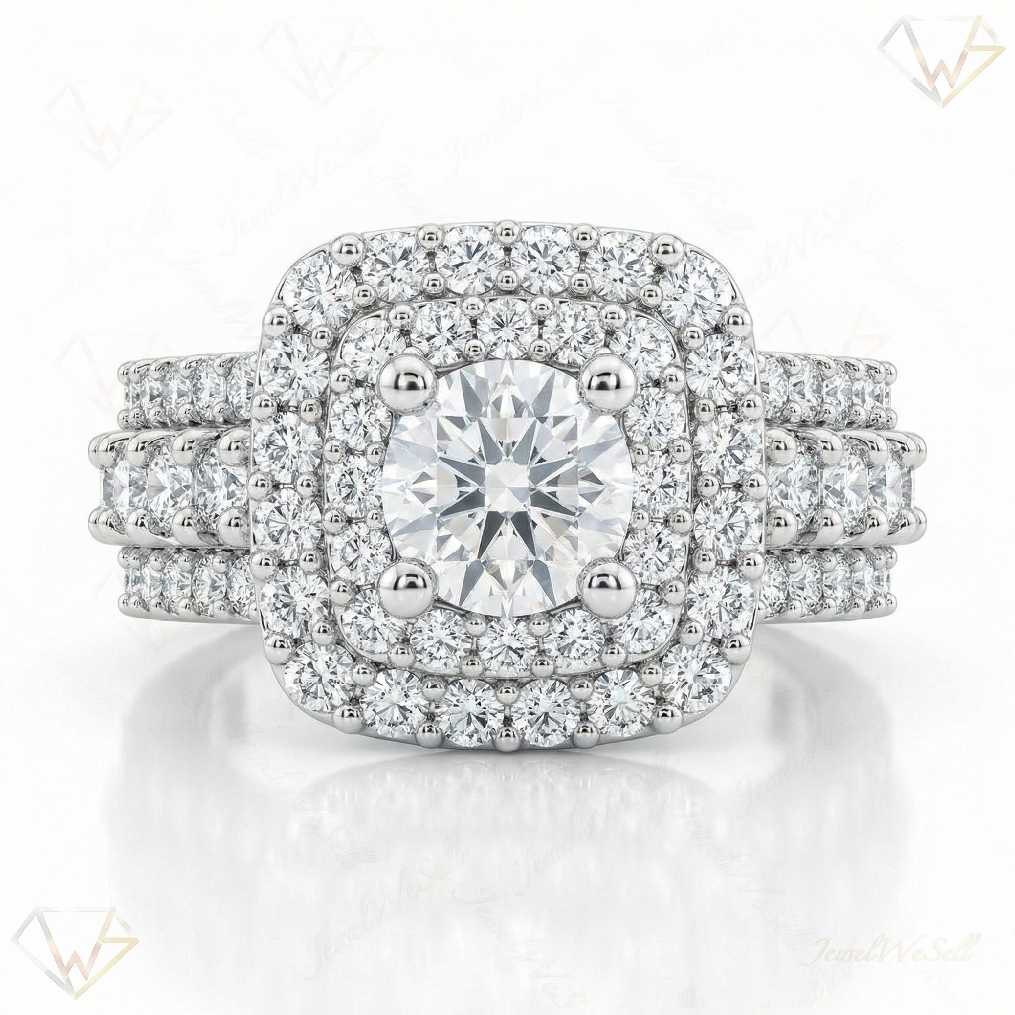 3.33 ct EF VS Moissanite Halo Engagement Ring in 925 Sterling SIlver _ Sz0650 103155