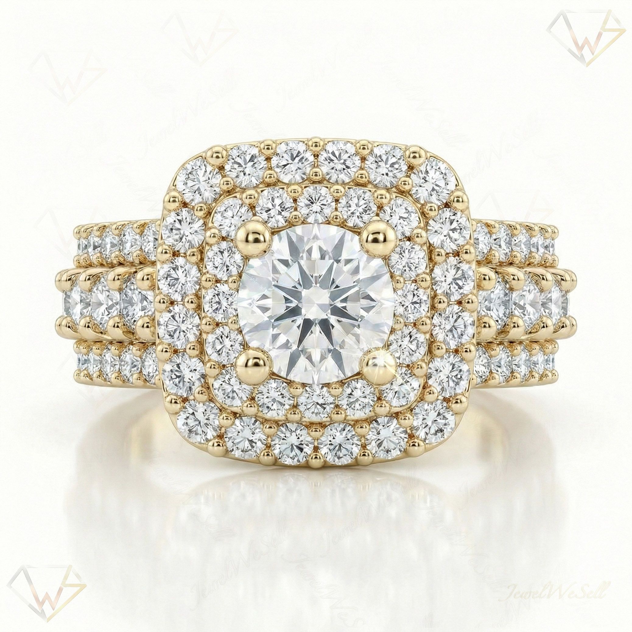 3.33 ct EF VS Lab Grown Diamond Halo Engagement Ring in 10k Yellow Gold _ Sz0575 103155