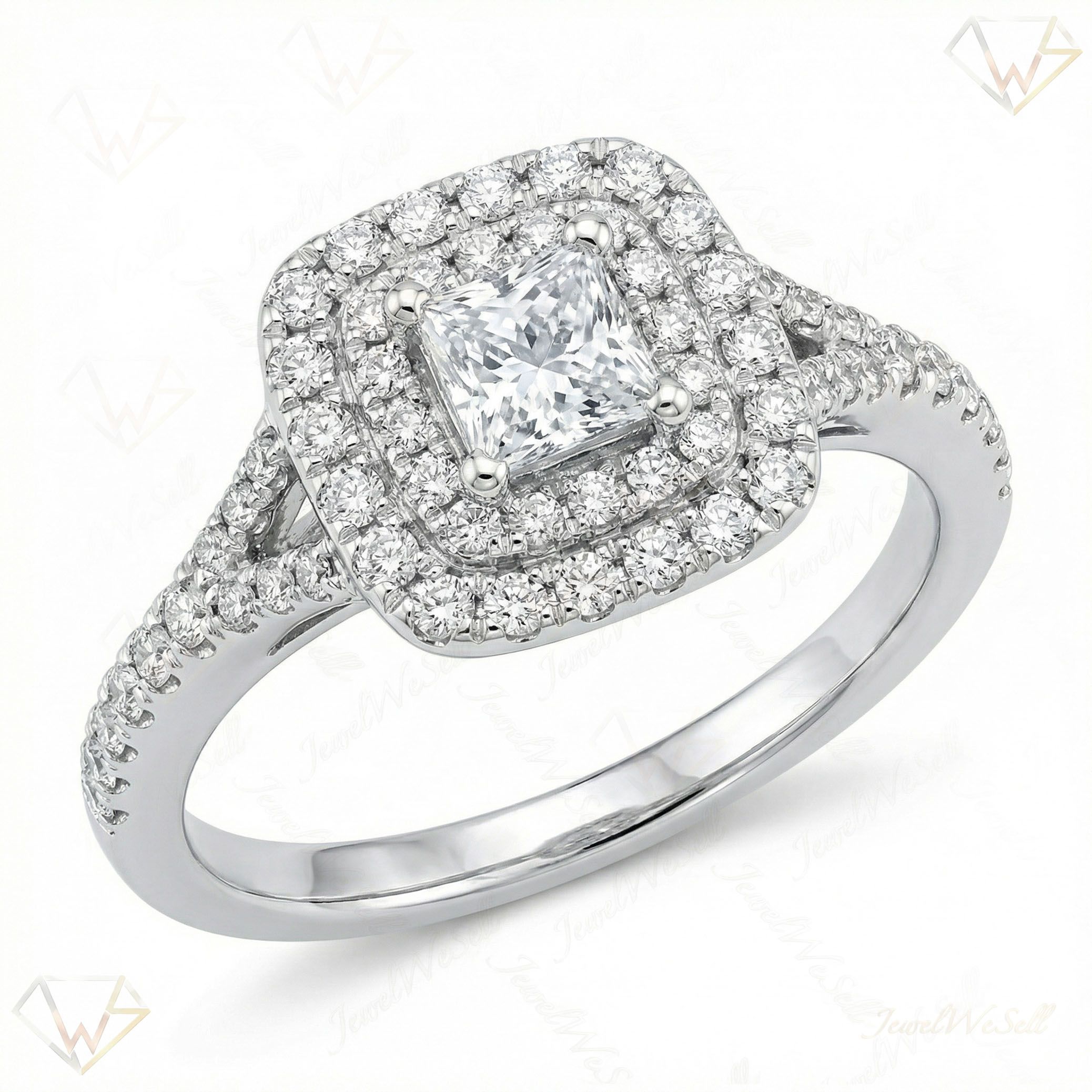 0.80 ct EF VS Moissanite Halo Engagement Ring in 925 Sterling SIlver _ Sz0750 103156
