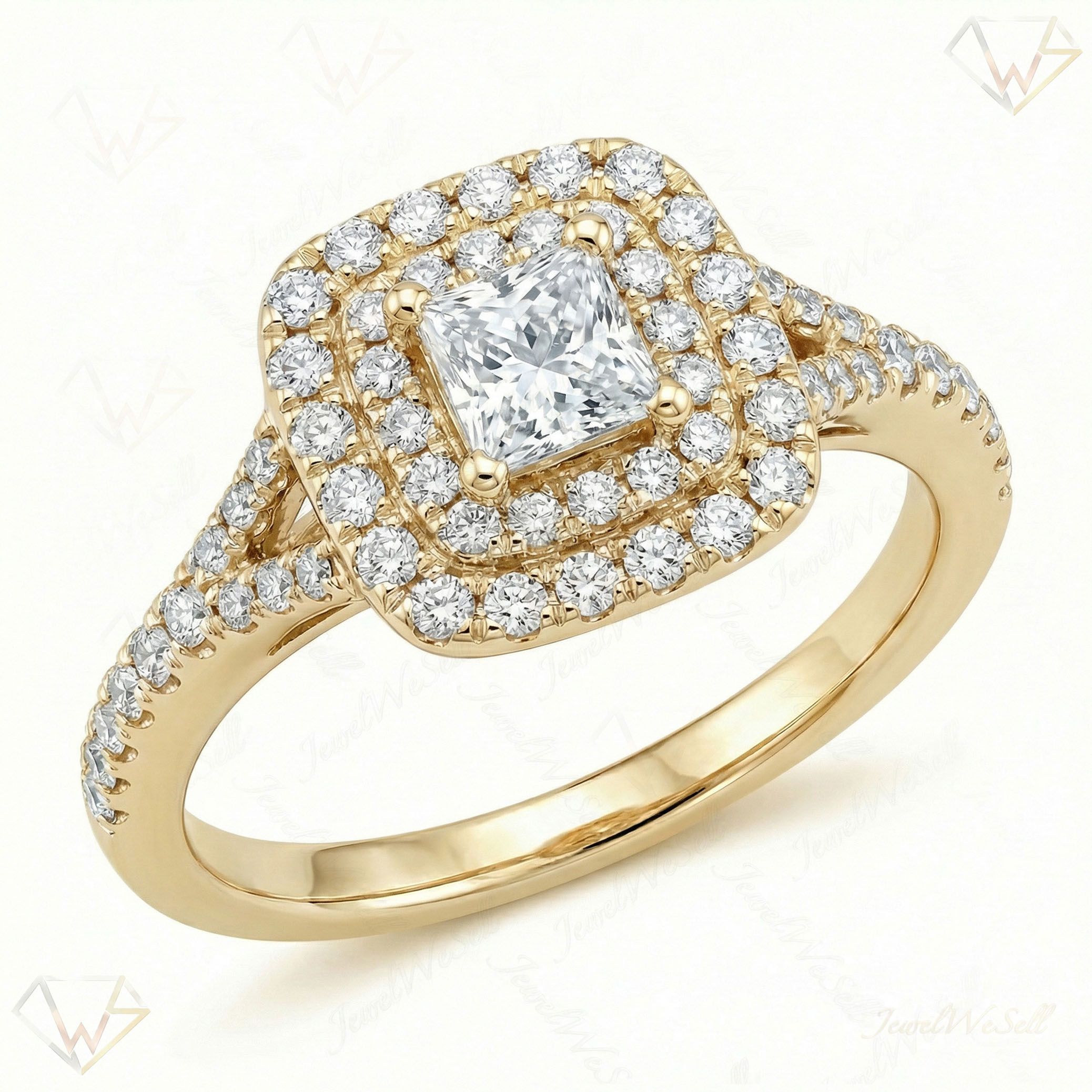 0.80 ct EF VS Lab Grown Diamond Halo Engagement Ring in 14k Yellow Gold _ Sz0700 103156