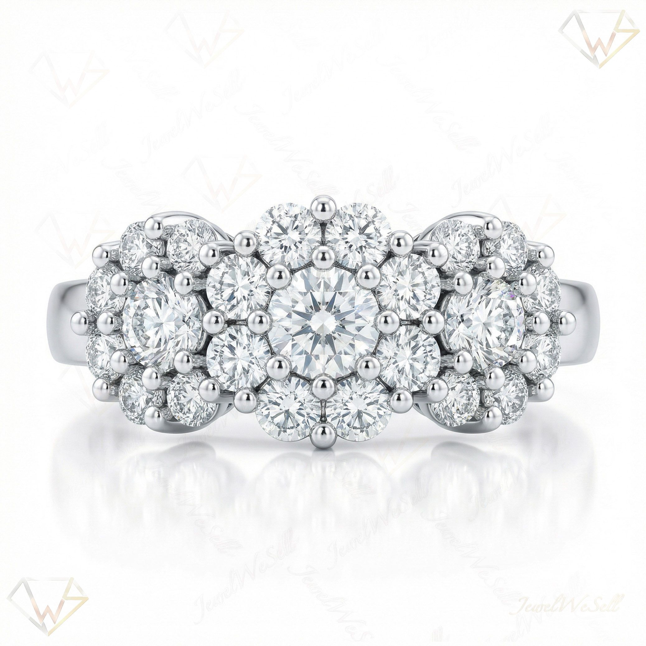 1.40 ct EF VS Lab Grown Diamond Three Stone Engagement Ring in 10k White Gold _ Sz0525 103178