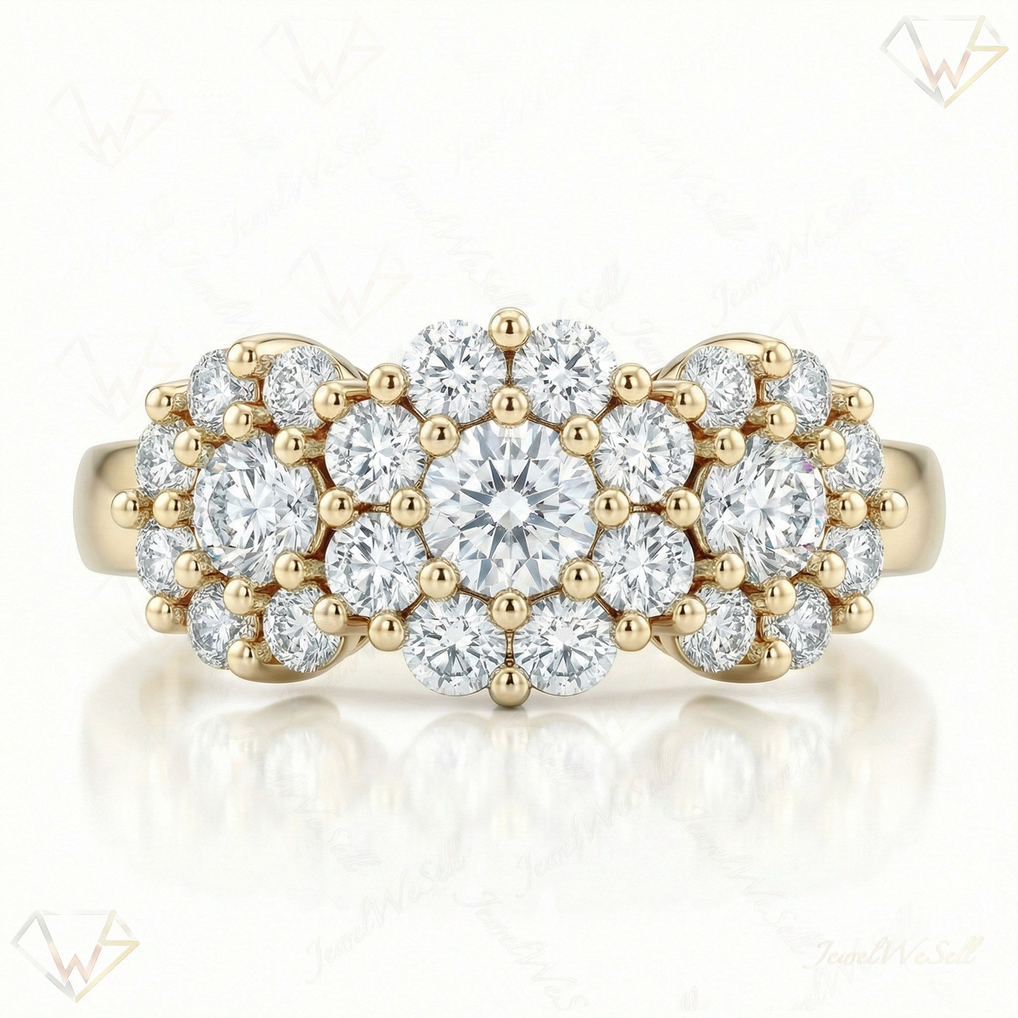 1.40 ct EF VS Lab Grown Diamond Three Stone Engagement Ring in 14k Yellow Gold _ Sz0425 103178