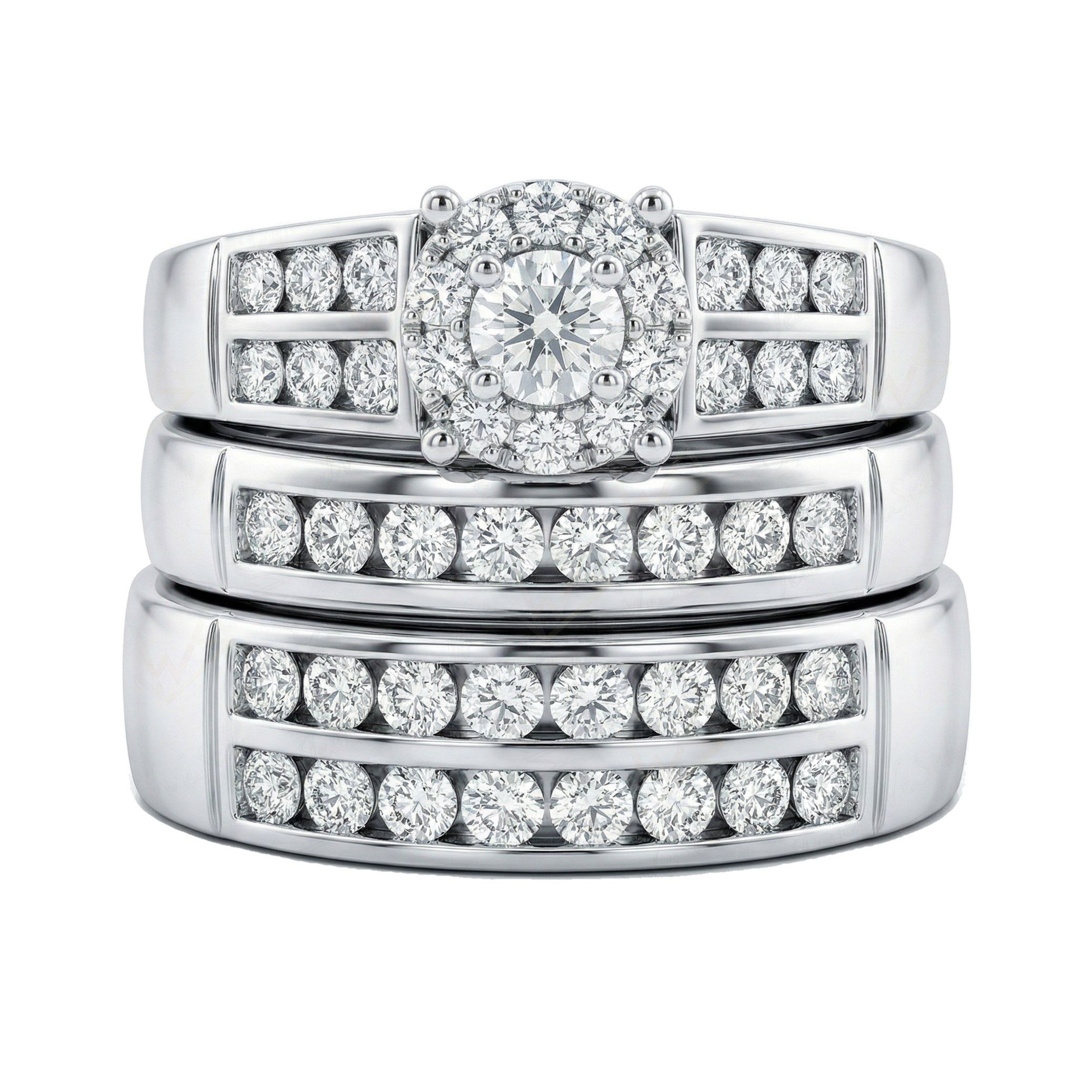 1.33 ct EF VS Moissanite Trio Set in 925 Sterling SIlver _ Sz0875 103181