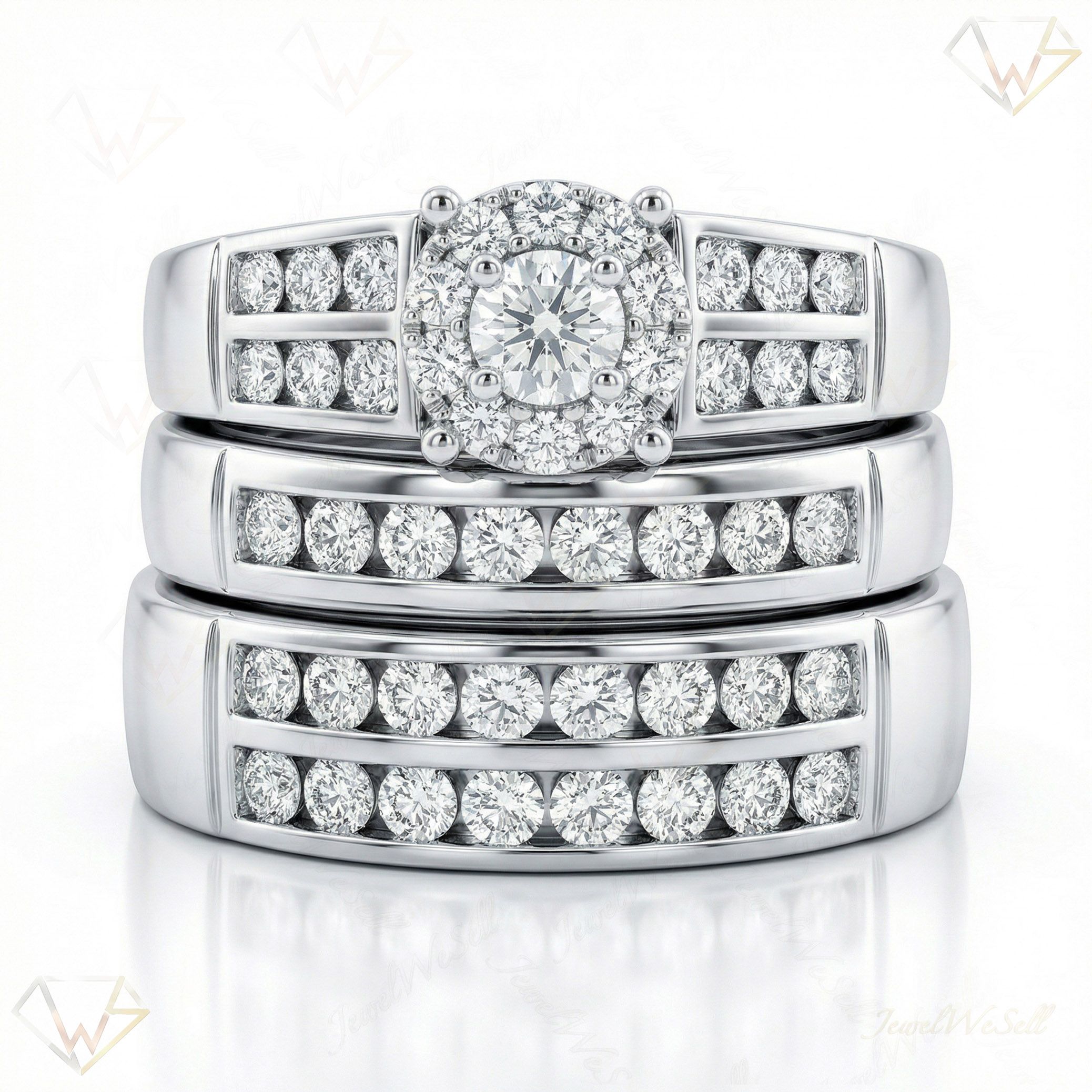 1.33 ct EF VS Lab Grown Diamond Trio Set in 10k White Gold _ Sz0775 103181
