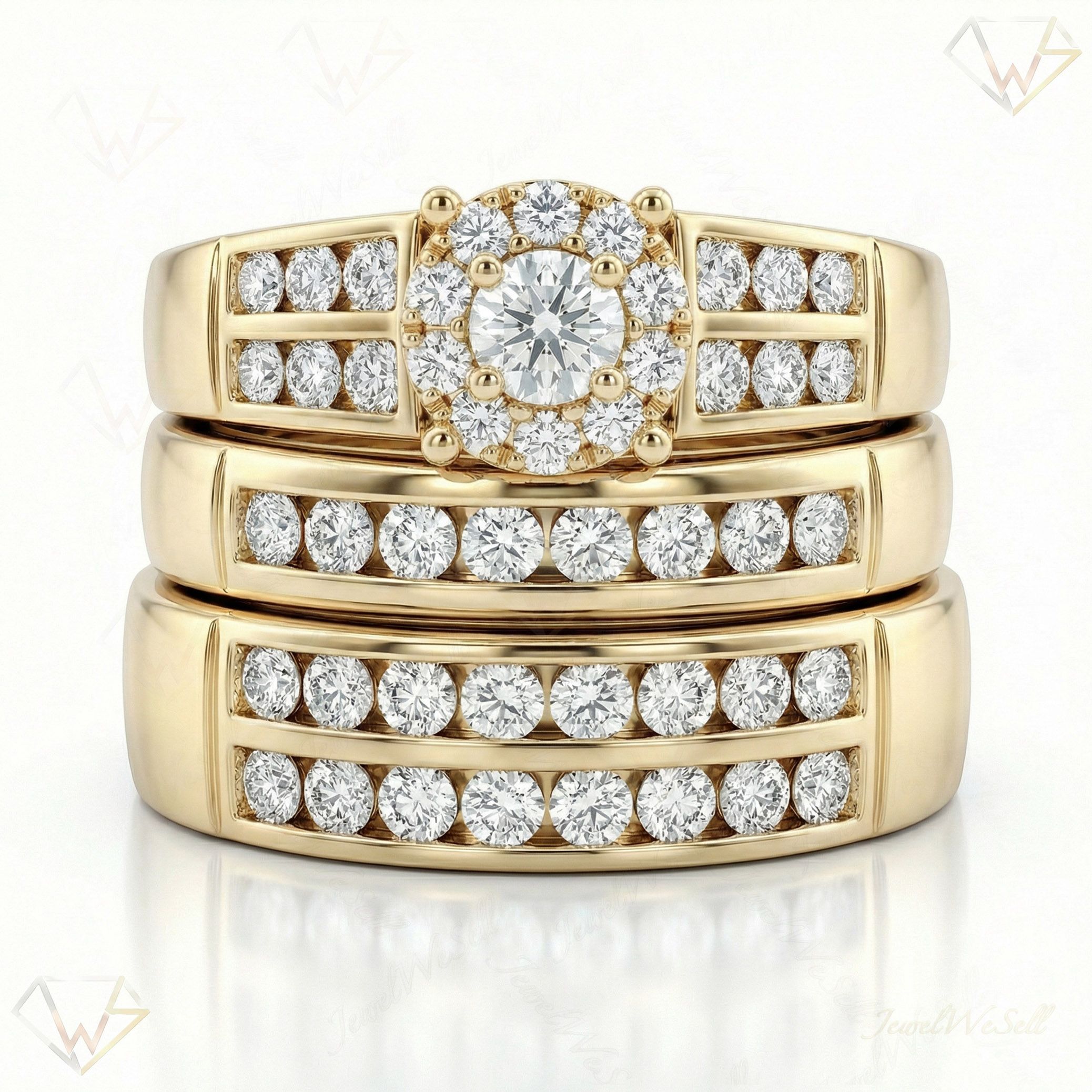 1.33 ct EF VS Lab Grown Diamond Trio Set in 14k Yellow Gold _ Sz0525 103181