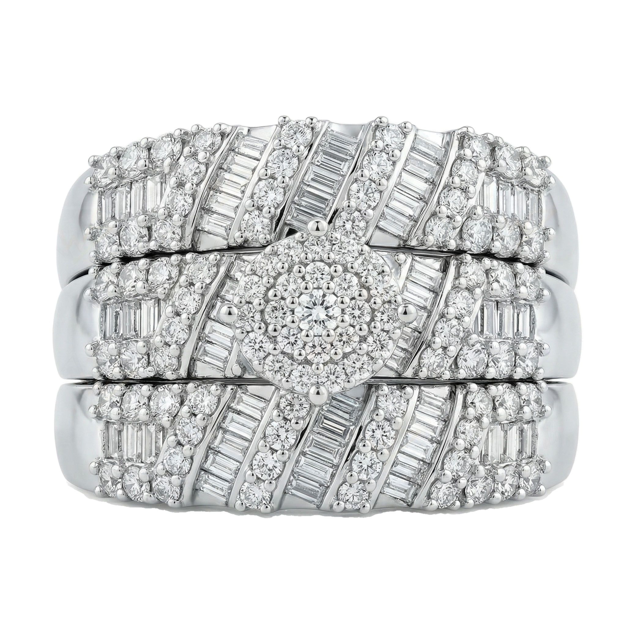 2.90 ct EF VS Lab Grown Diamond Trio Set in 10k White Gold _ Sz0875 103190