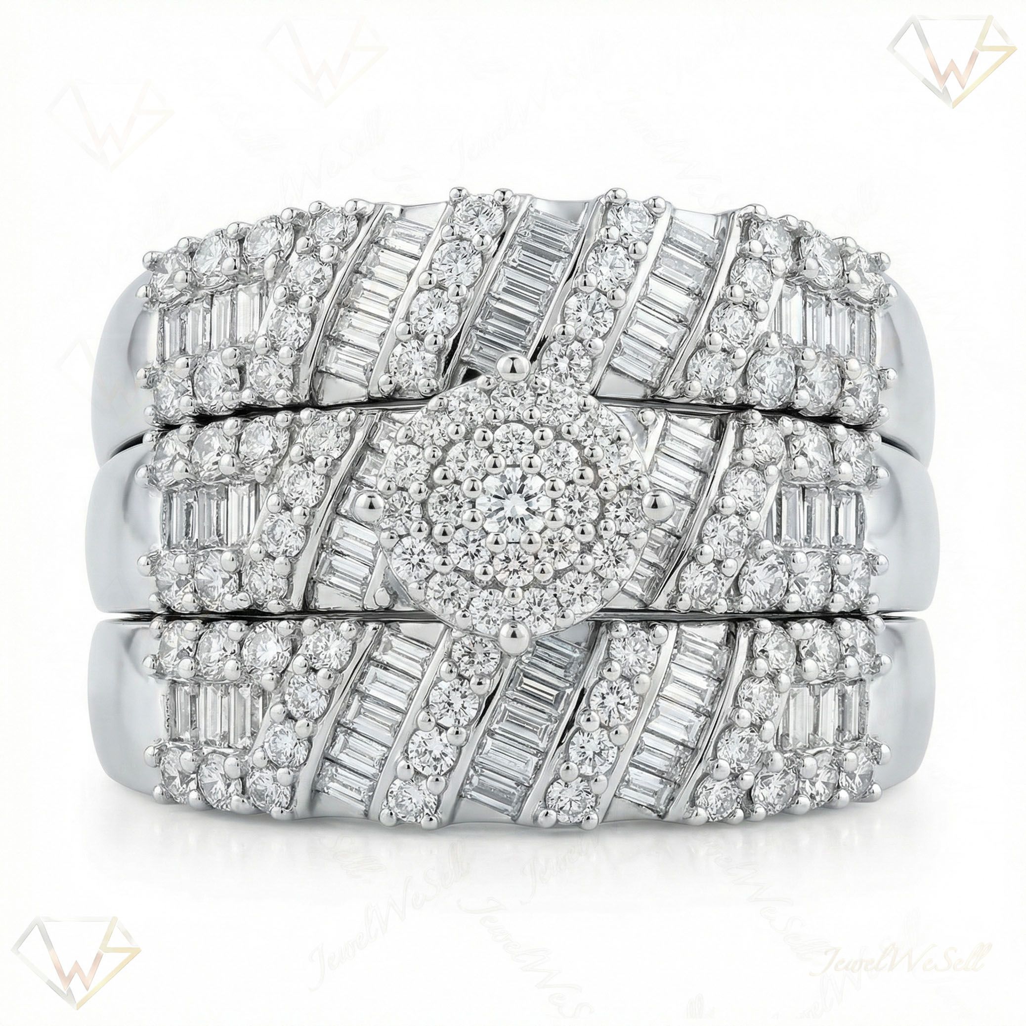 2.90 ct EF VS Lab Grown Diamond Trio Set in 10k White Gold _ Sz0525 103190