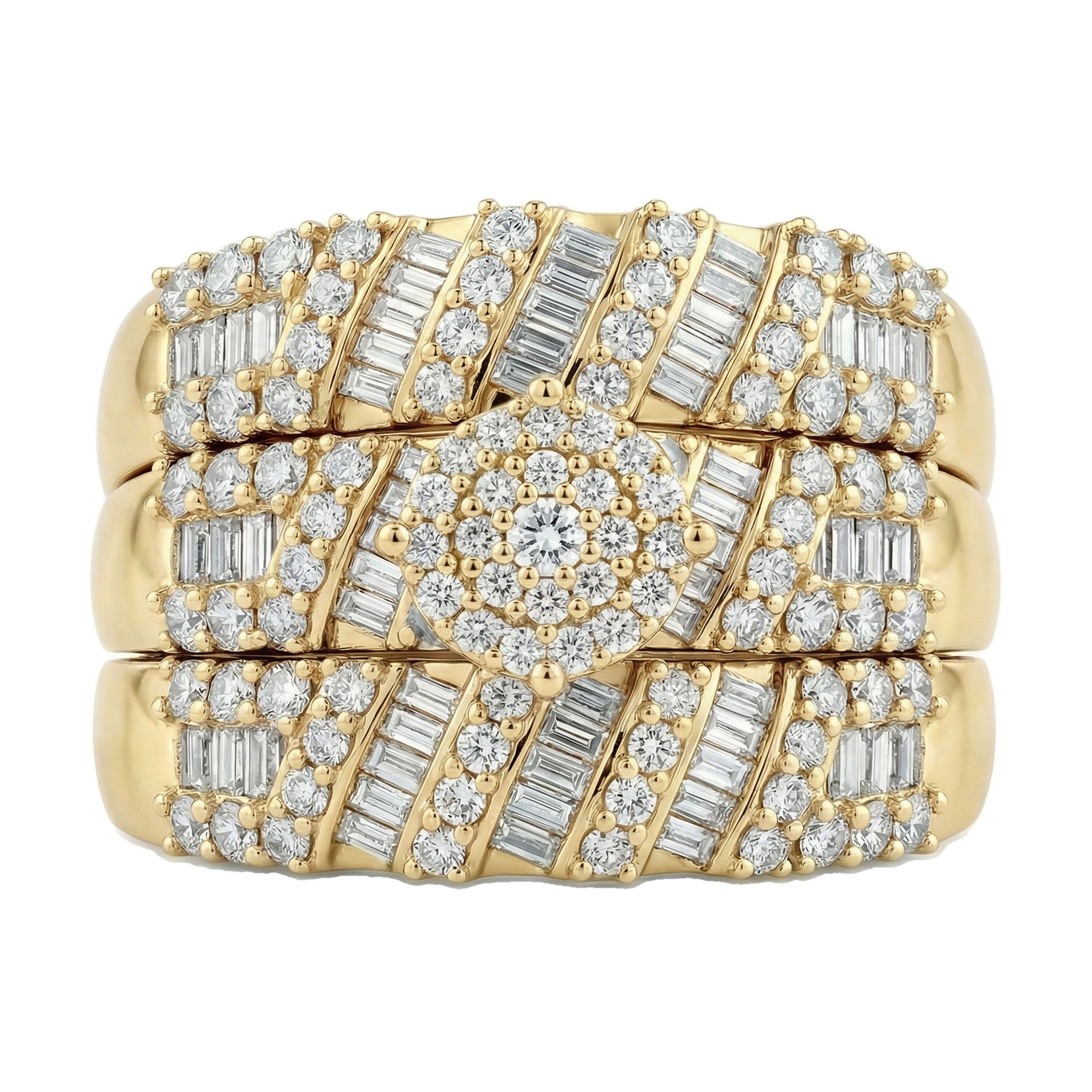 2.90 ct EF VS Lab Grown Diamond Trio Set in 10k Yellow Gold _ Sz0450 103190