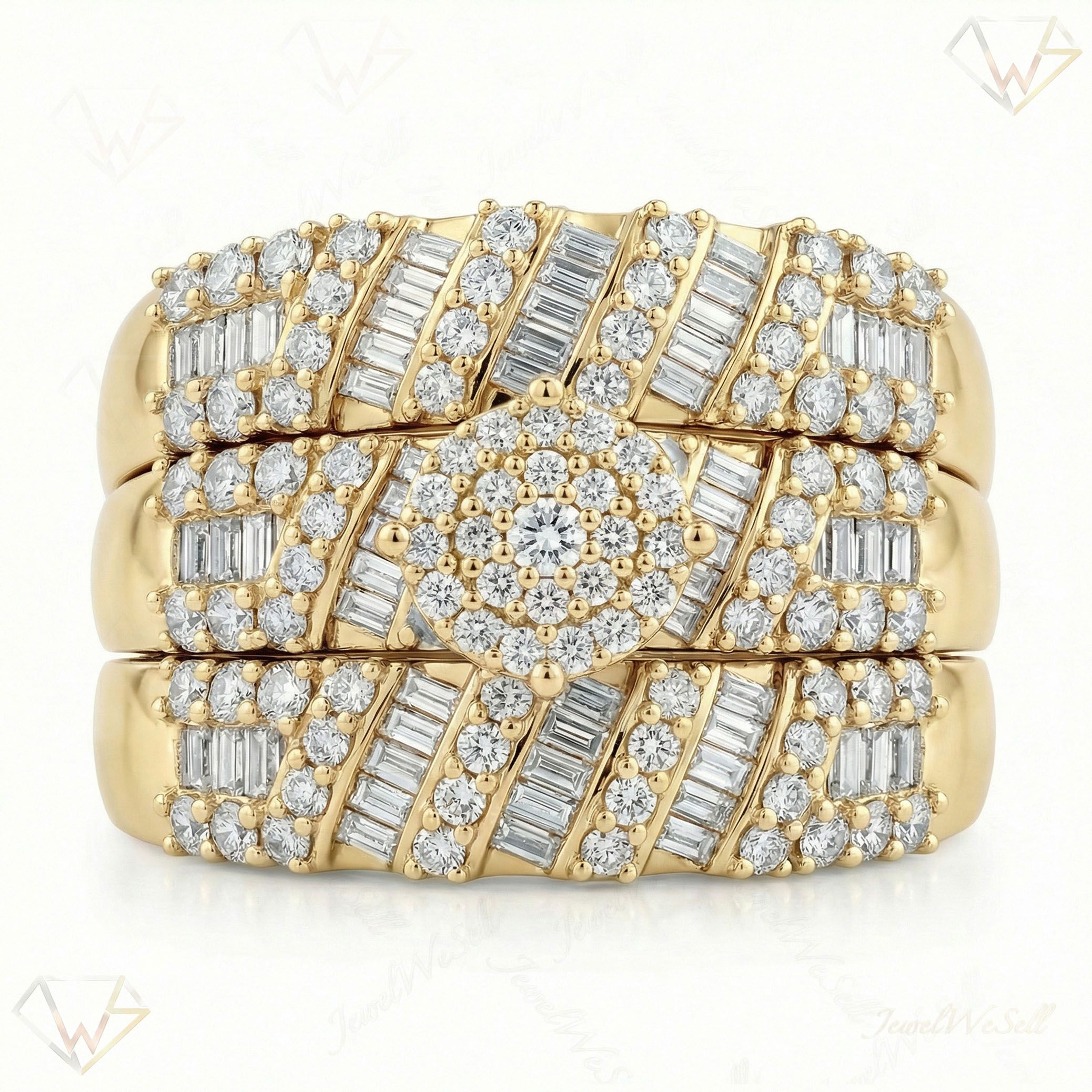 2.90 ct EF VS Lab Grown Diamond Trio Set in 10k Yellow Gold _ Sz0575 103190
