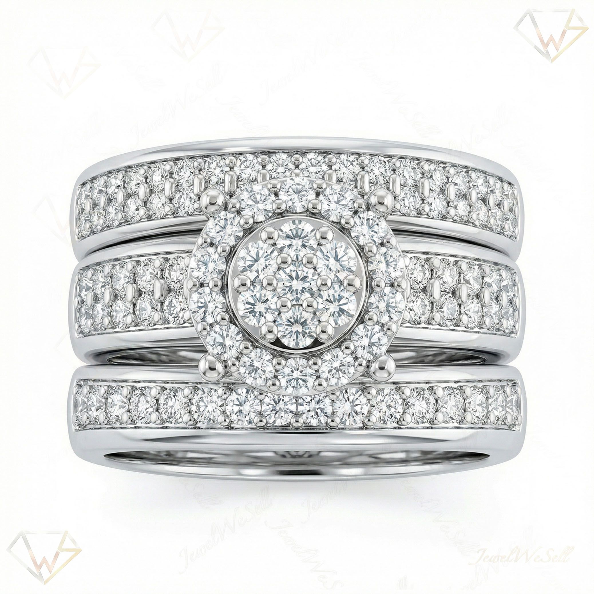 1.66 ct EF VS Lab Grown Diamond Trio Set in 10k White Gold _ Sz0500 103193