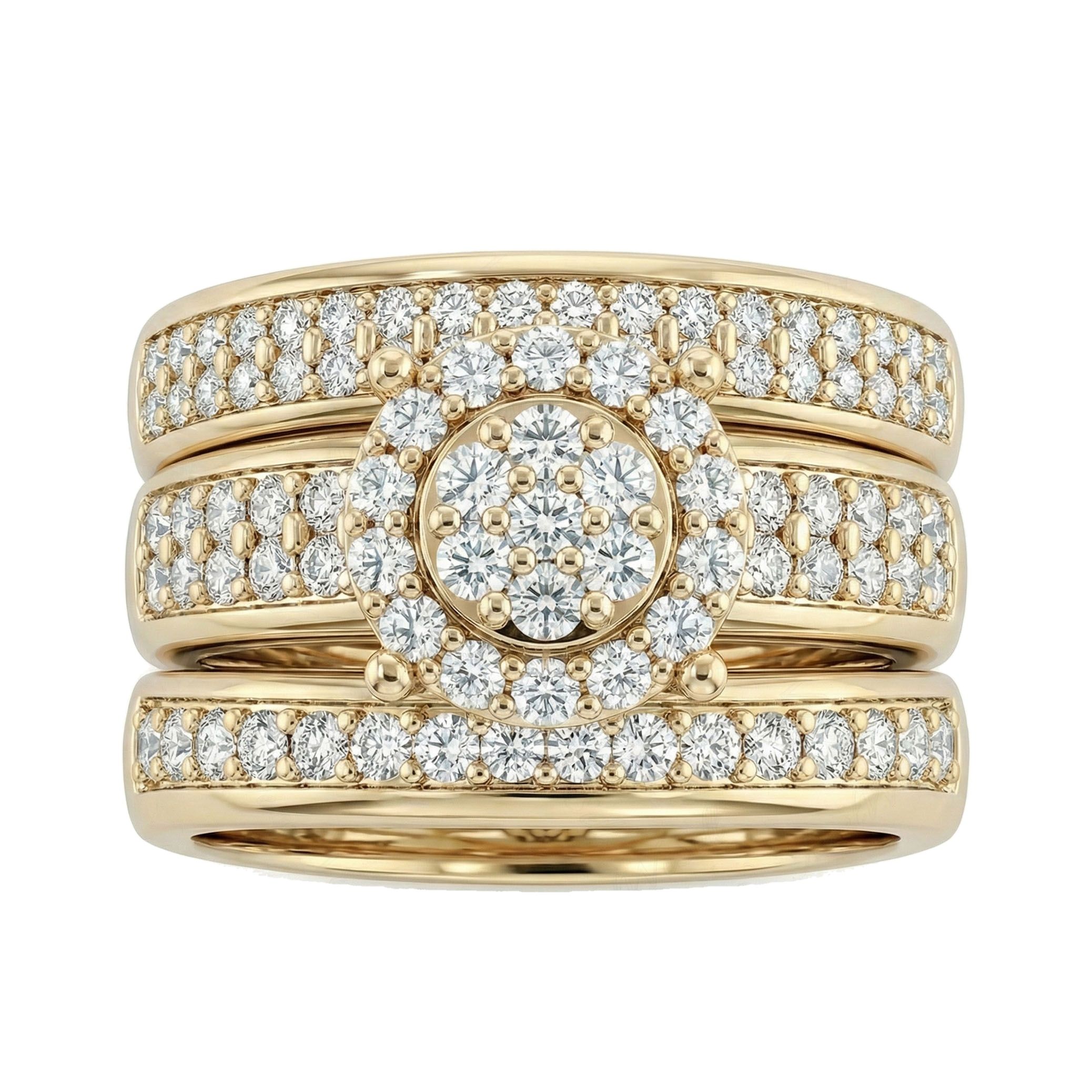 1.66 ct EF VS Lab Grown Diamond Trio Set in 10k Yellow Gold _ Sz0875 103193