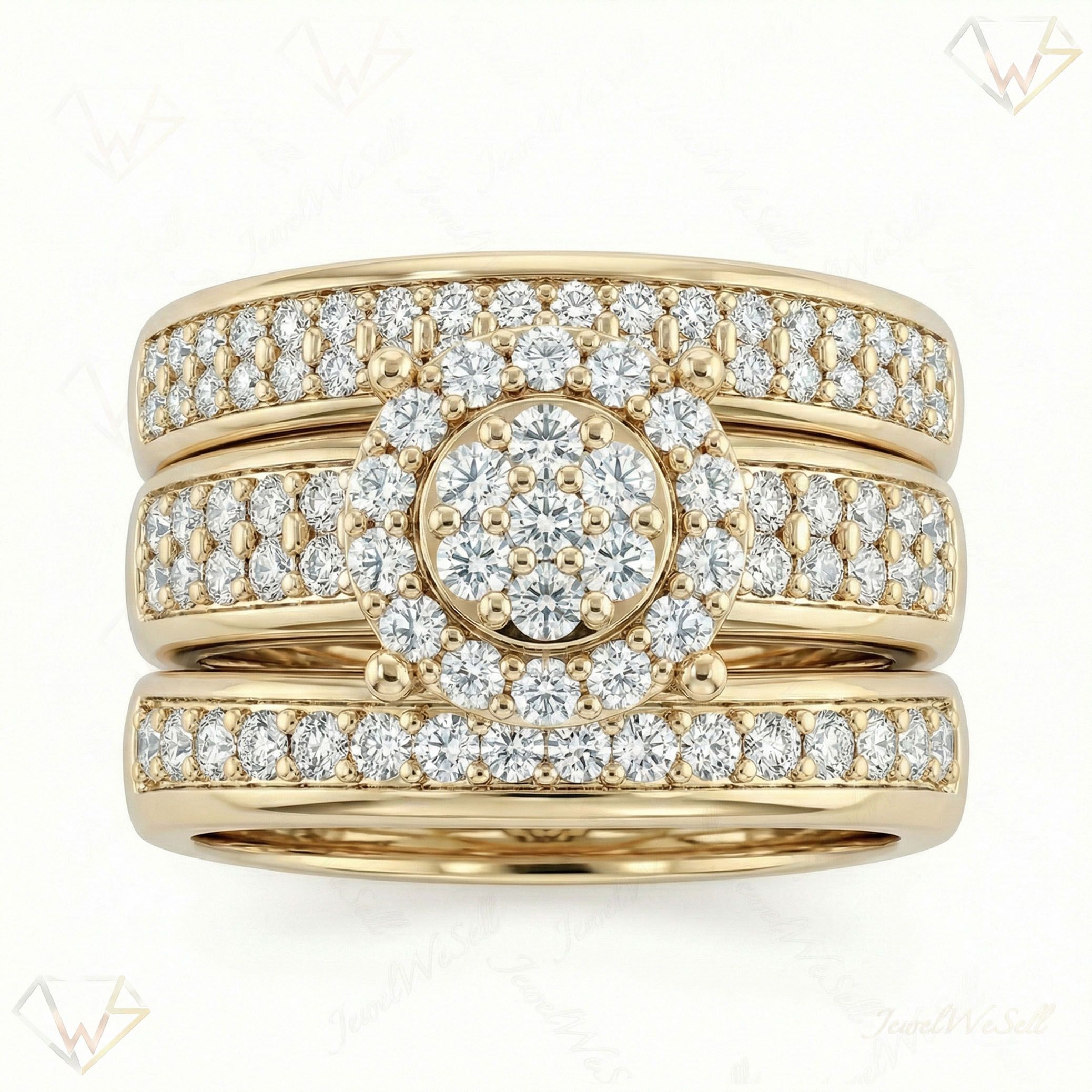 1.66 ct EF VS Lab Grown Diamond Trio Set in 14k Yellow Gold _ Sz0425 103193