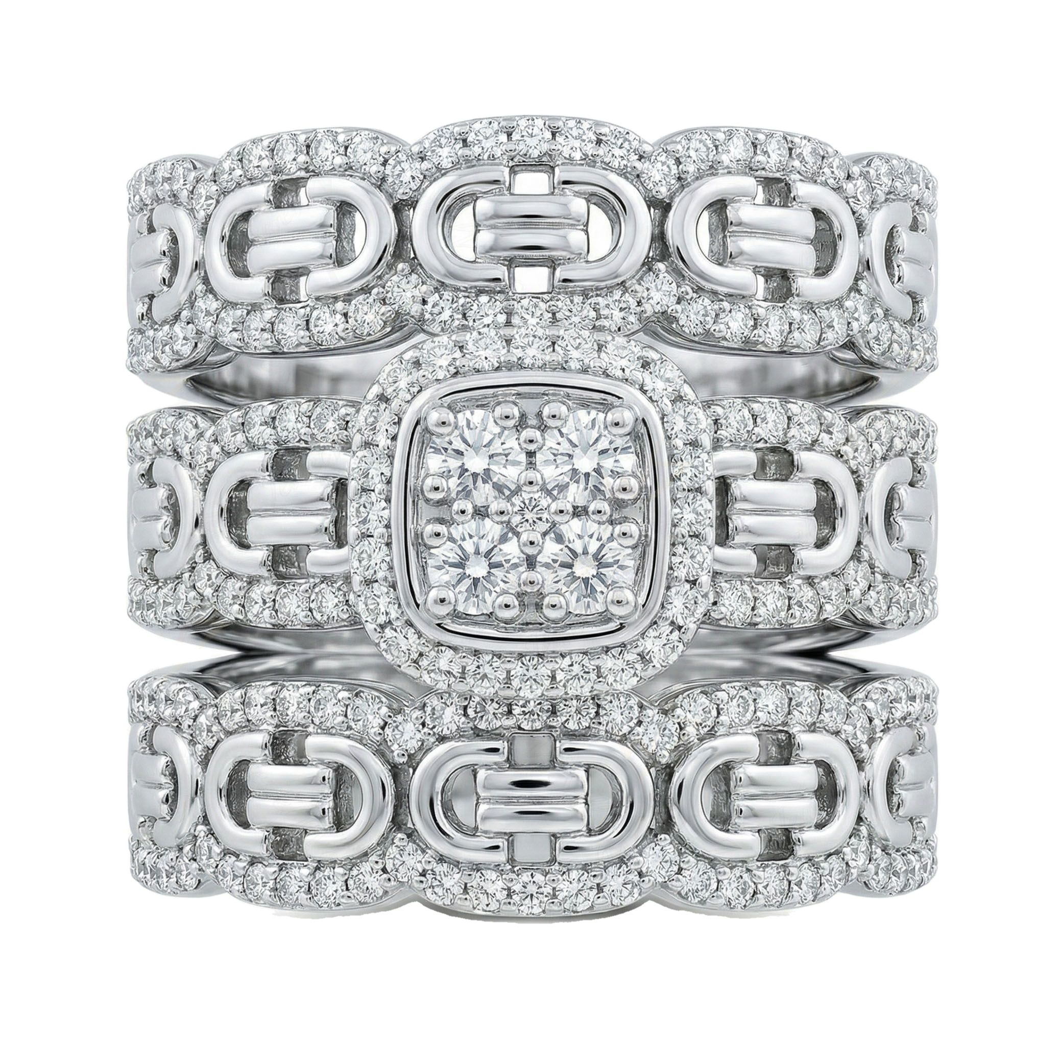 1.25 ct EF VS Lab Grown Diamond Trio Set in 10k White Gold _ Sz0875 103197