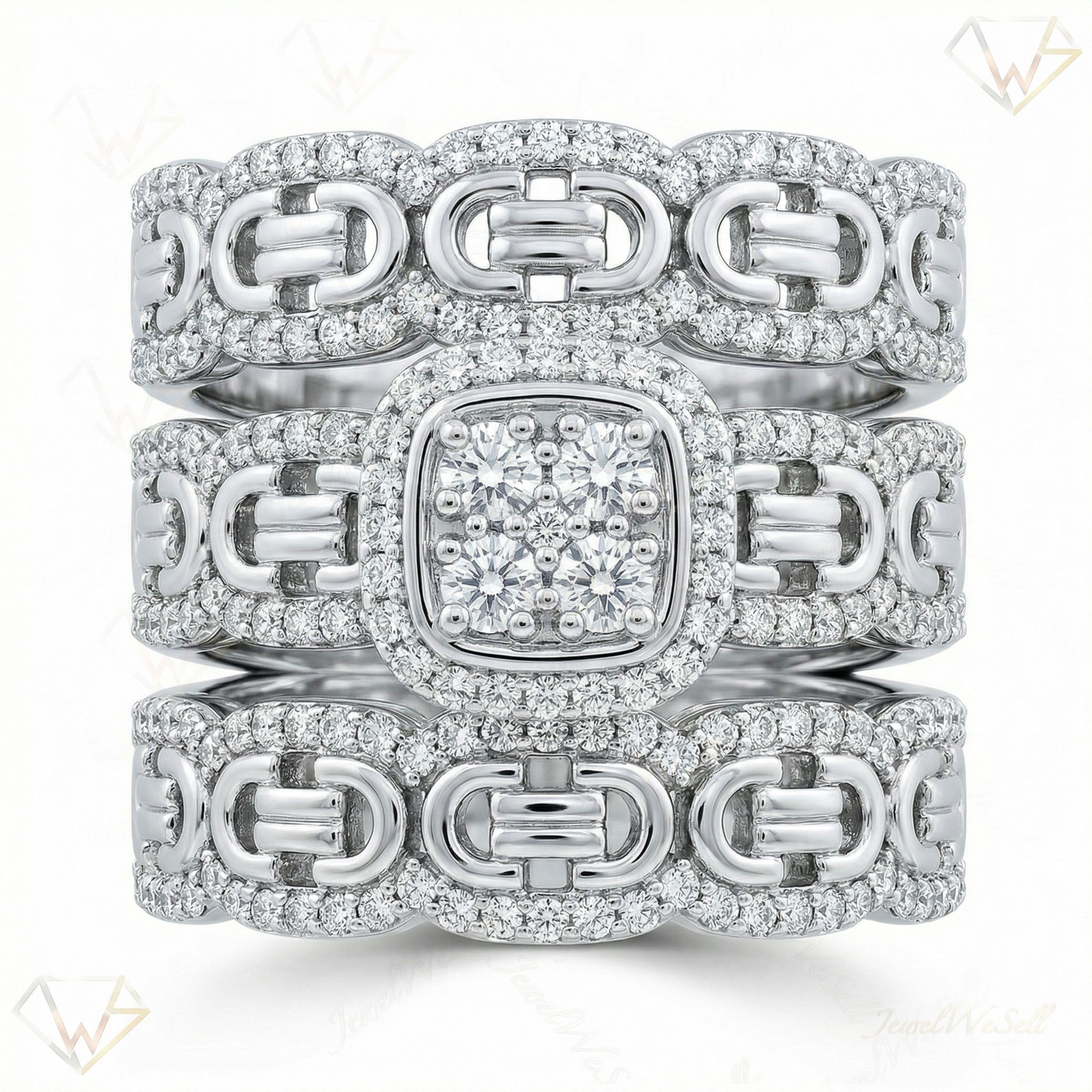 1.25 ct EF VS Lab Grown Diamond Trio Set in 10k White Gold _ Sz0400 103197