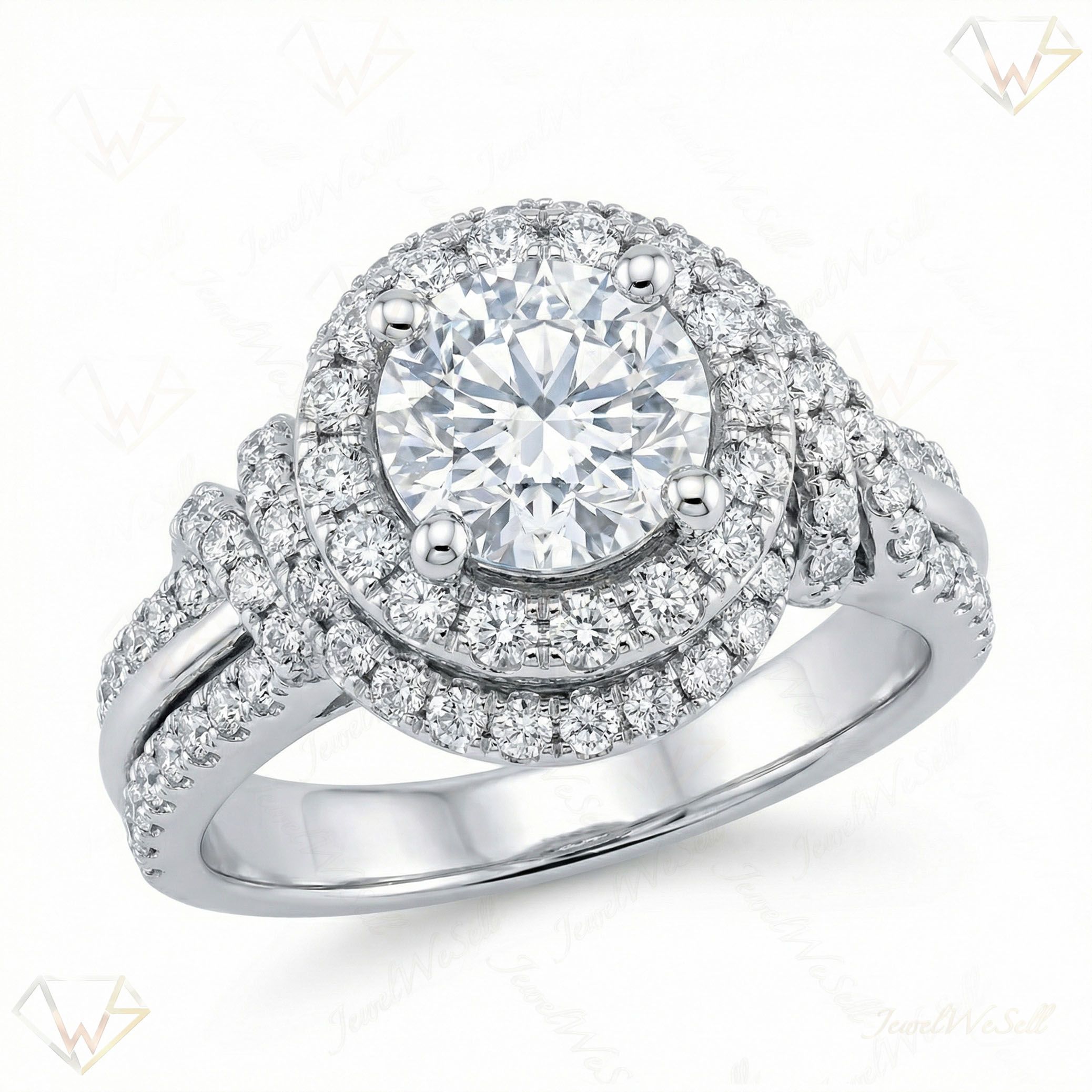 1.50 ct EF VS Lab Grown Diamond Solitaire with Accents Engagement Ring in 10k White Gold _ Sz0400 103218