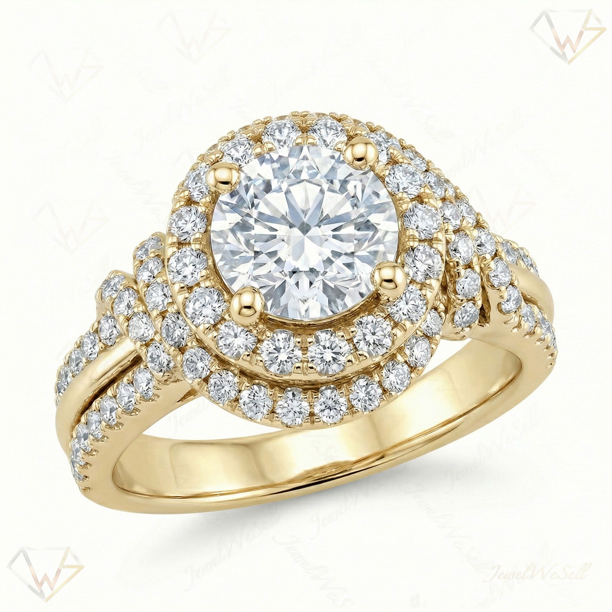1.50 ct EF VS Lab Grown Diamond Solitaire with Accents Engagement Ring in 10k Yellow Gold _ Sz0700 103218