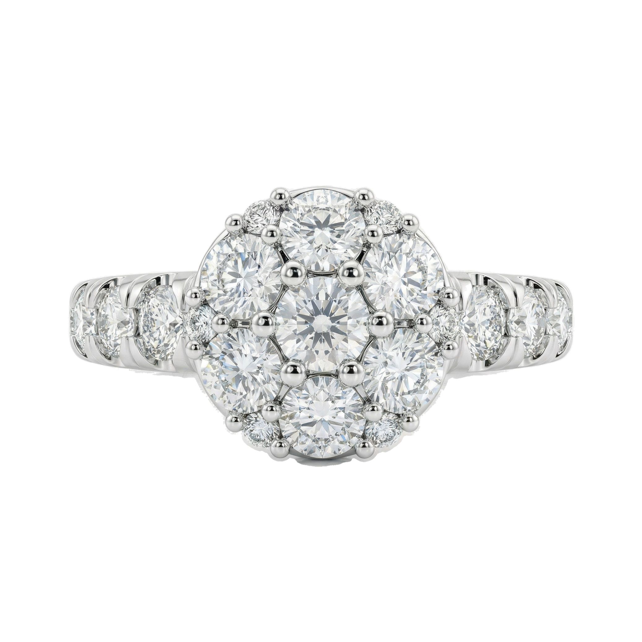 2.33 ct EF VS Lab Grown Diamond Circle Cluster Engagement Ring in 10k White Gold _ Sz0850 103219