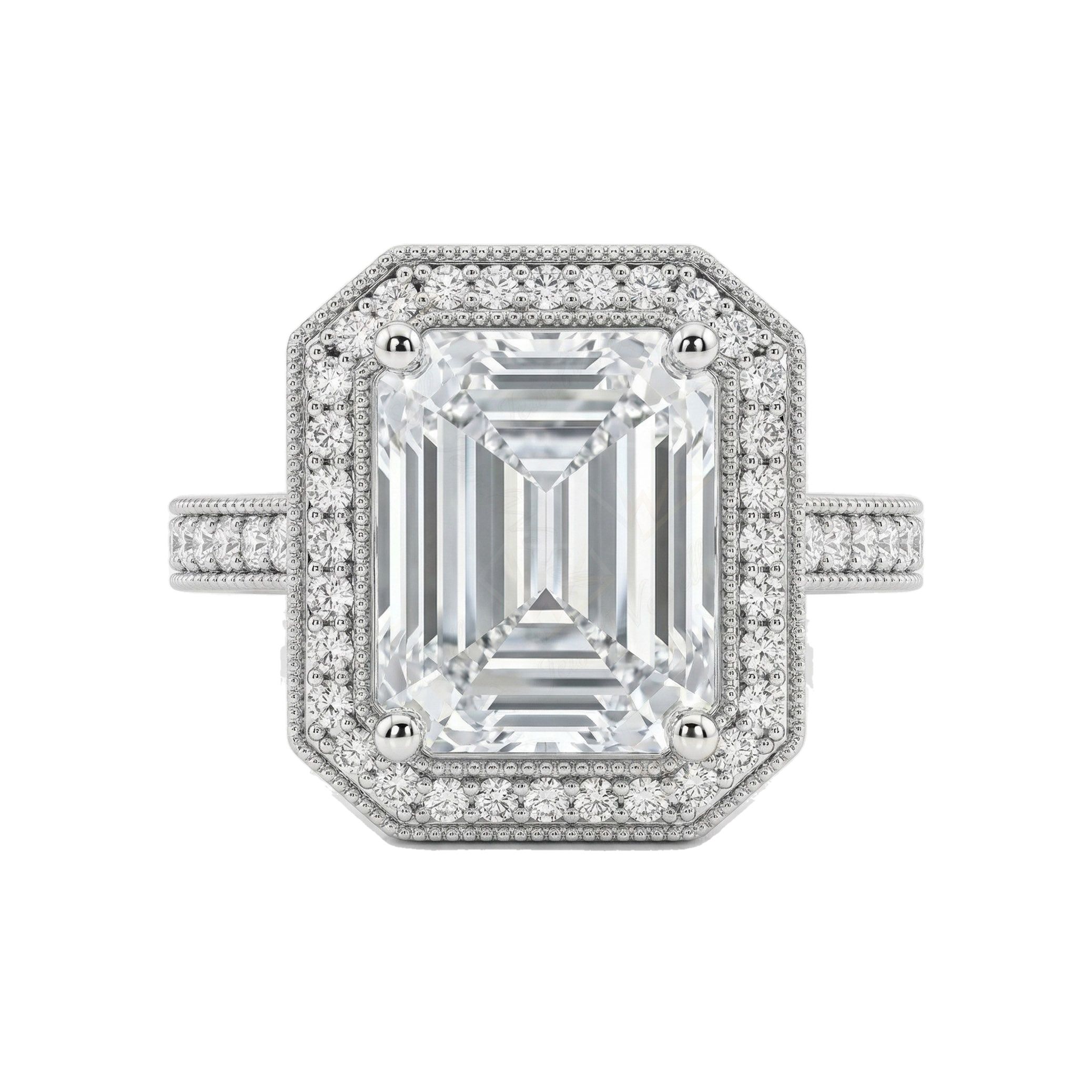 6.90 ct EF VS Moissanite Halo Engagement Ring in 925 Sterling SIlver _ Sz0825 103242