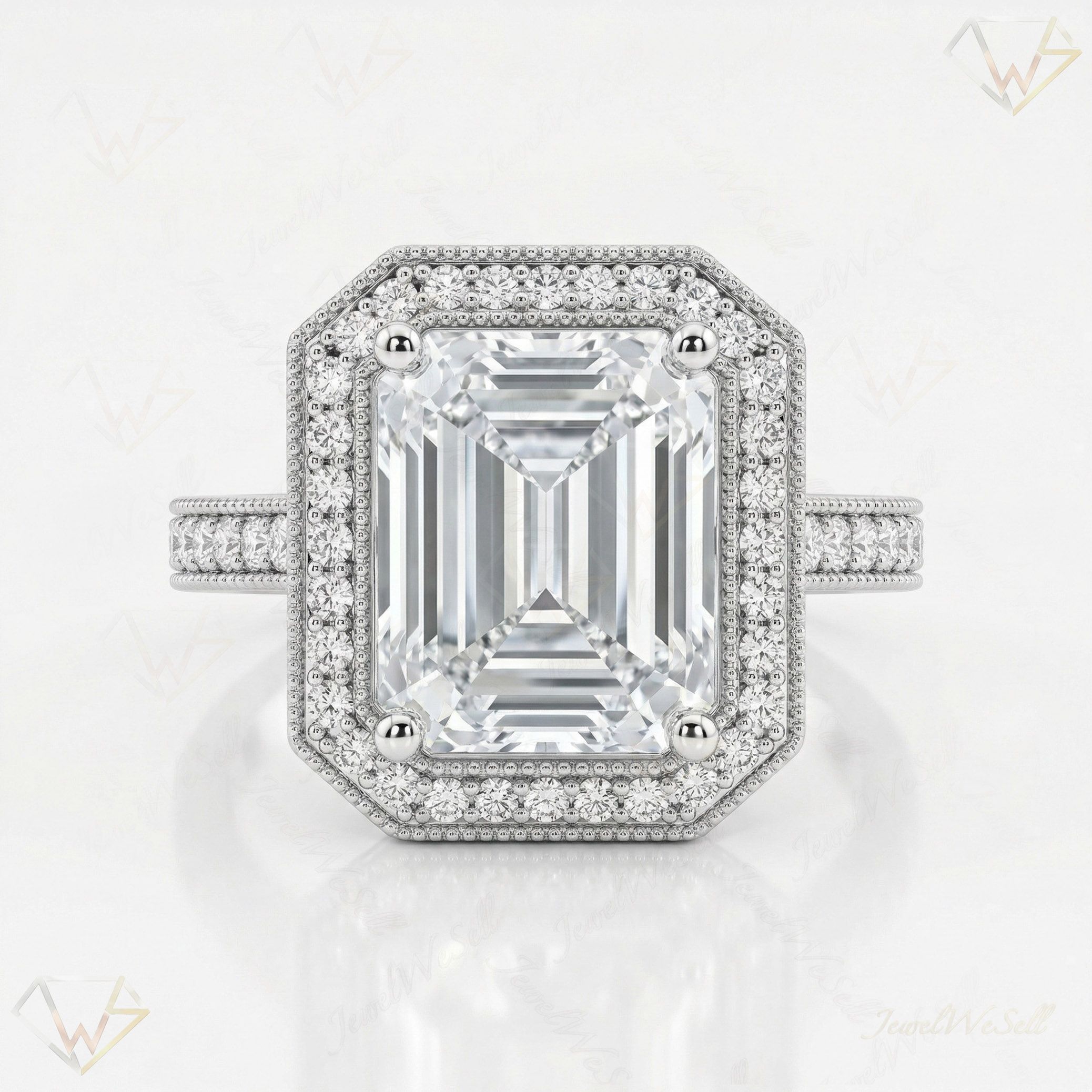 6.90 ct EF VS Lab Grown Diamond Halo Engagement Ring in 14k White Gold _ Sz0700 103242