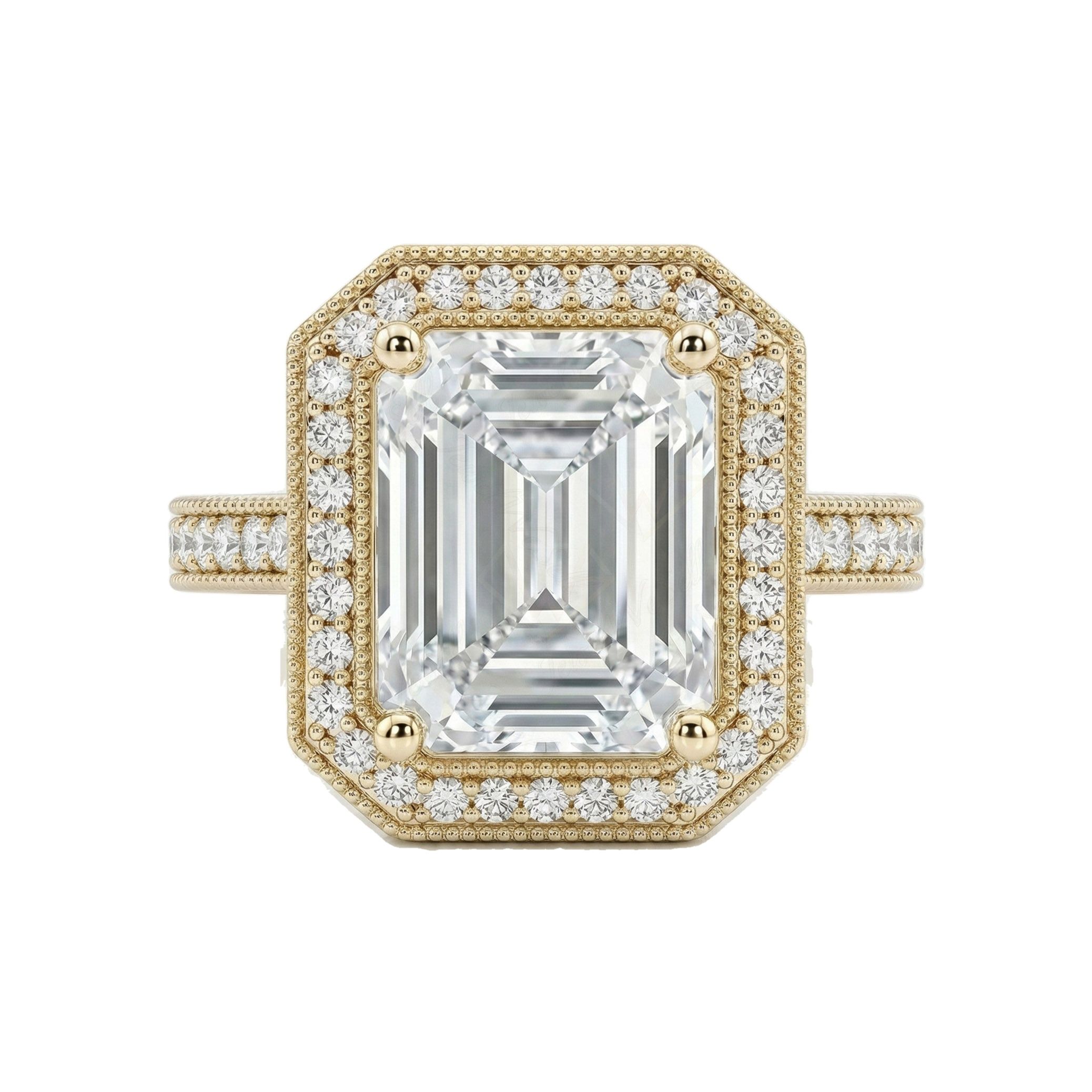 6.90 ct EF VS Lab Grown Diamond Halo Engagement Ring in 14k Yellow Gold _ Sz0575 103242