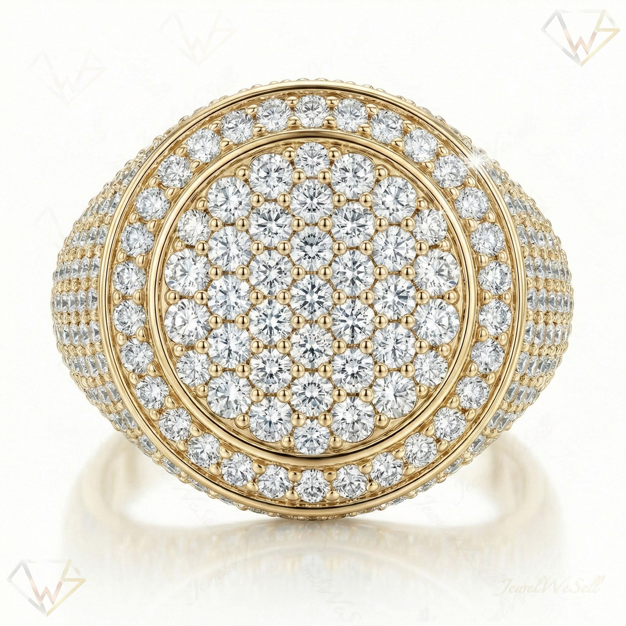 2.90 ct EF VS Lab Grown Diamond Mens Statement Ring in 10k Yellow Gold _ Sz1100 103250