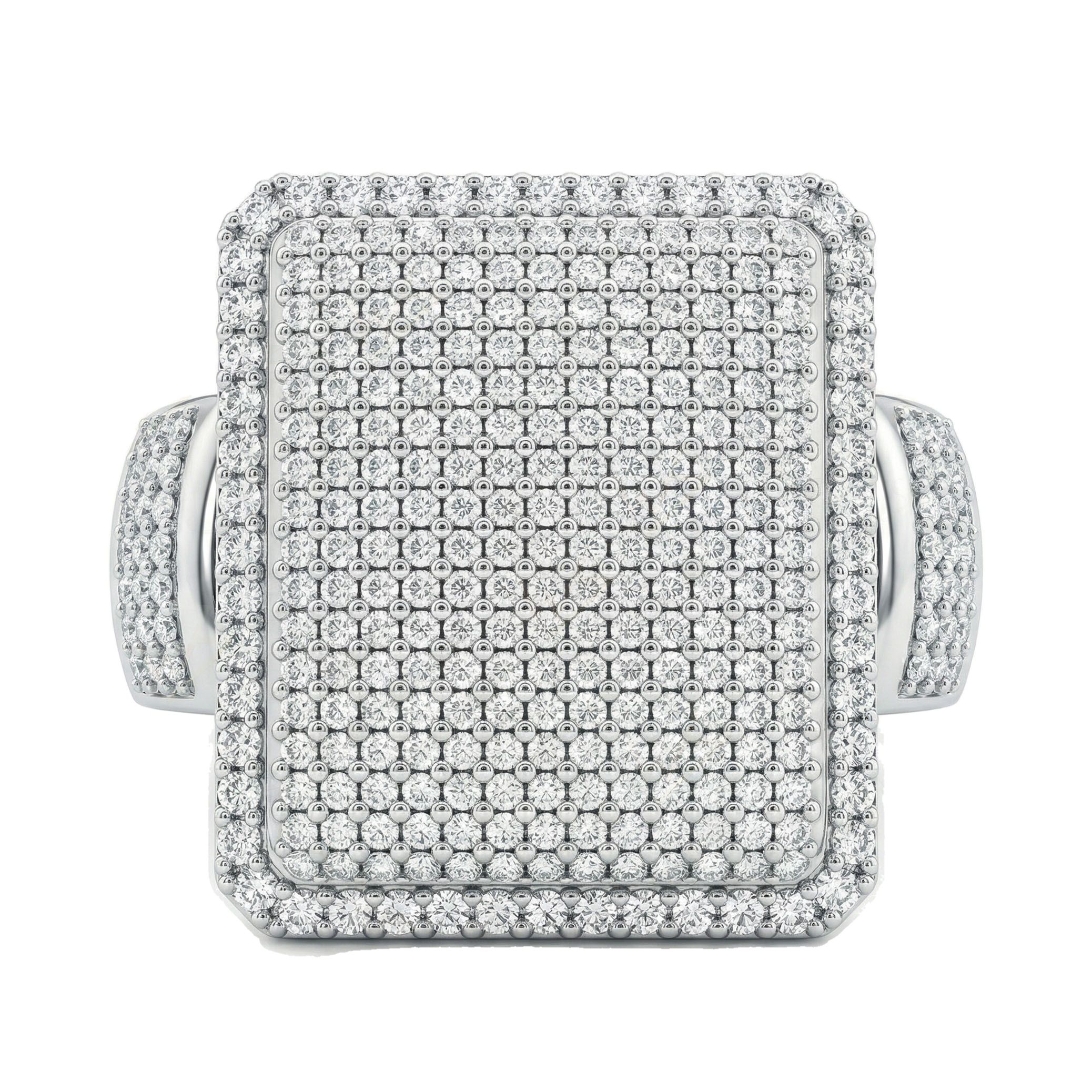 3.15 ct EF VS Lab Grown Diamond Mens Statement Ring in 14k White Gold _ Sz0825 103256