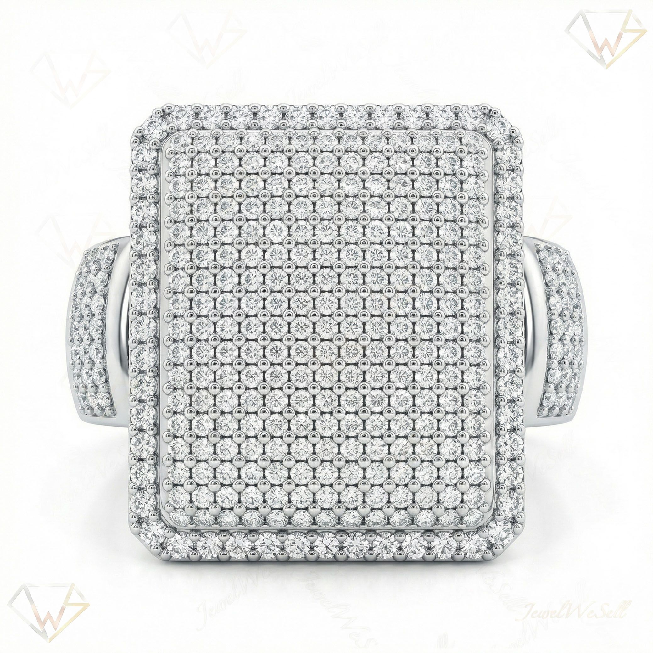 3.15 ct EF VS Lab Grown Diamond Mens Statement Ring in 10k White Gold _ Sz0800 103256