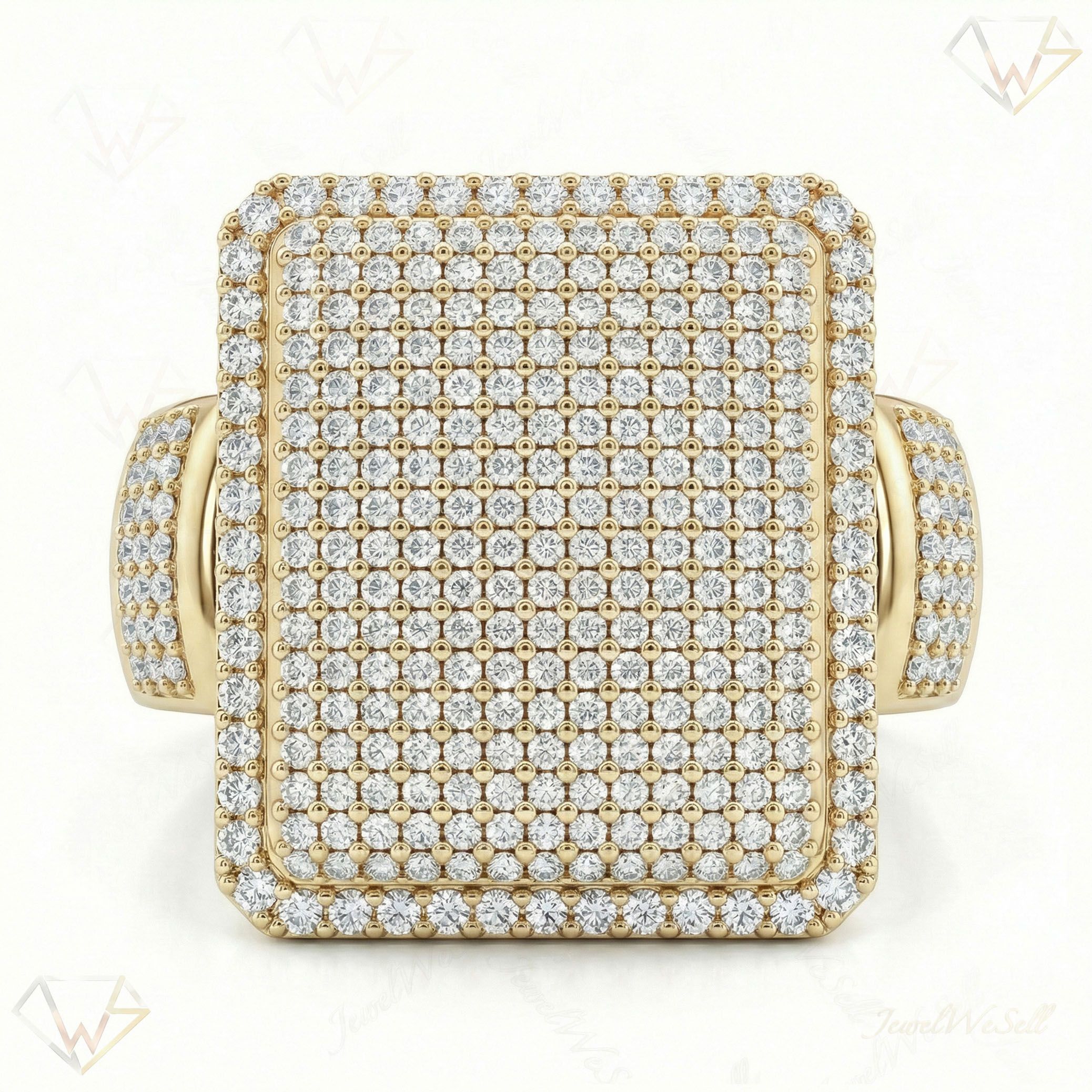 3.15 ct EF VS Lab Grown Diamond Mens Statement Ring in 10k Yellow Gold _ Sz1050 103256