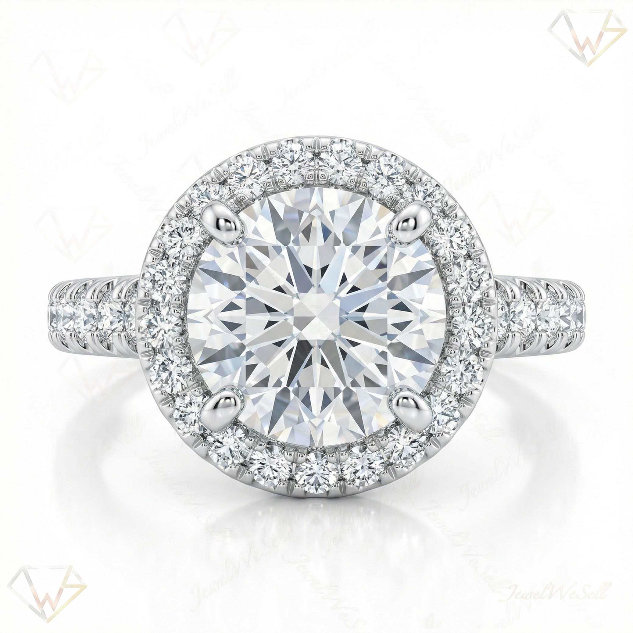 2.00 ct EF VS Moissanite Halo Engagement Ring in 925 Sterling SIlver _ Sz0775 10325