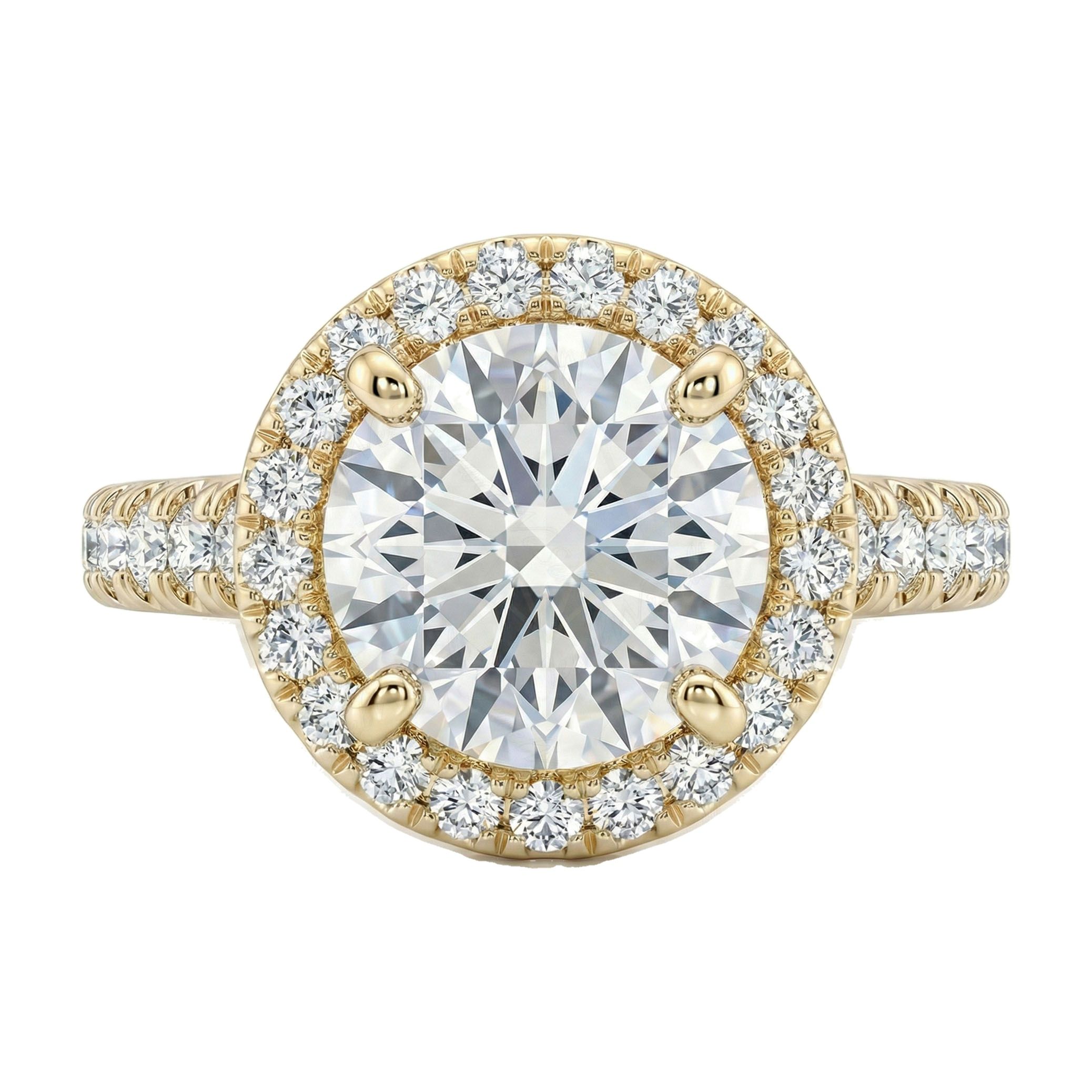 2.00 ct EF VS Lab Grown Diamond Halo Engagement Ring in 14k Yellow Gold _ Sz0400 10325