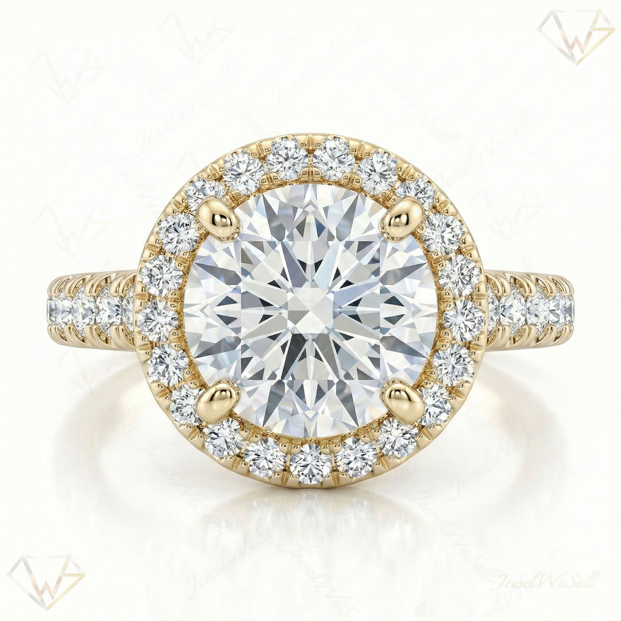 2.00 ct EF VS Lab Grown Diamond Halo Engagement Ring in 10k Yellow Gold _ Sz0400 10325